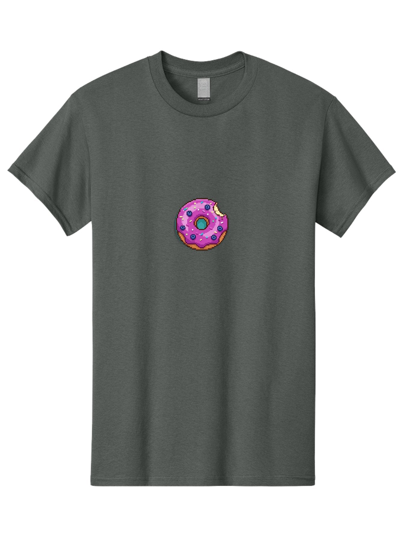Pink-Donut-5 Men'S Graphic Tee, 100% Cotton, Comfortable Casual Summer Wear, Machine Washable, Frosted Donut, Sweet Treat, Purple Frosting, Colorful Sprinkles, Donut With A Bite, Tasty Dessert, Baked Goods, Donut Lover, Indulgent Snack Bab152