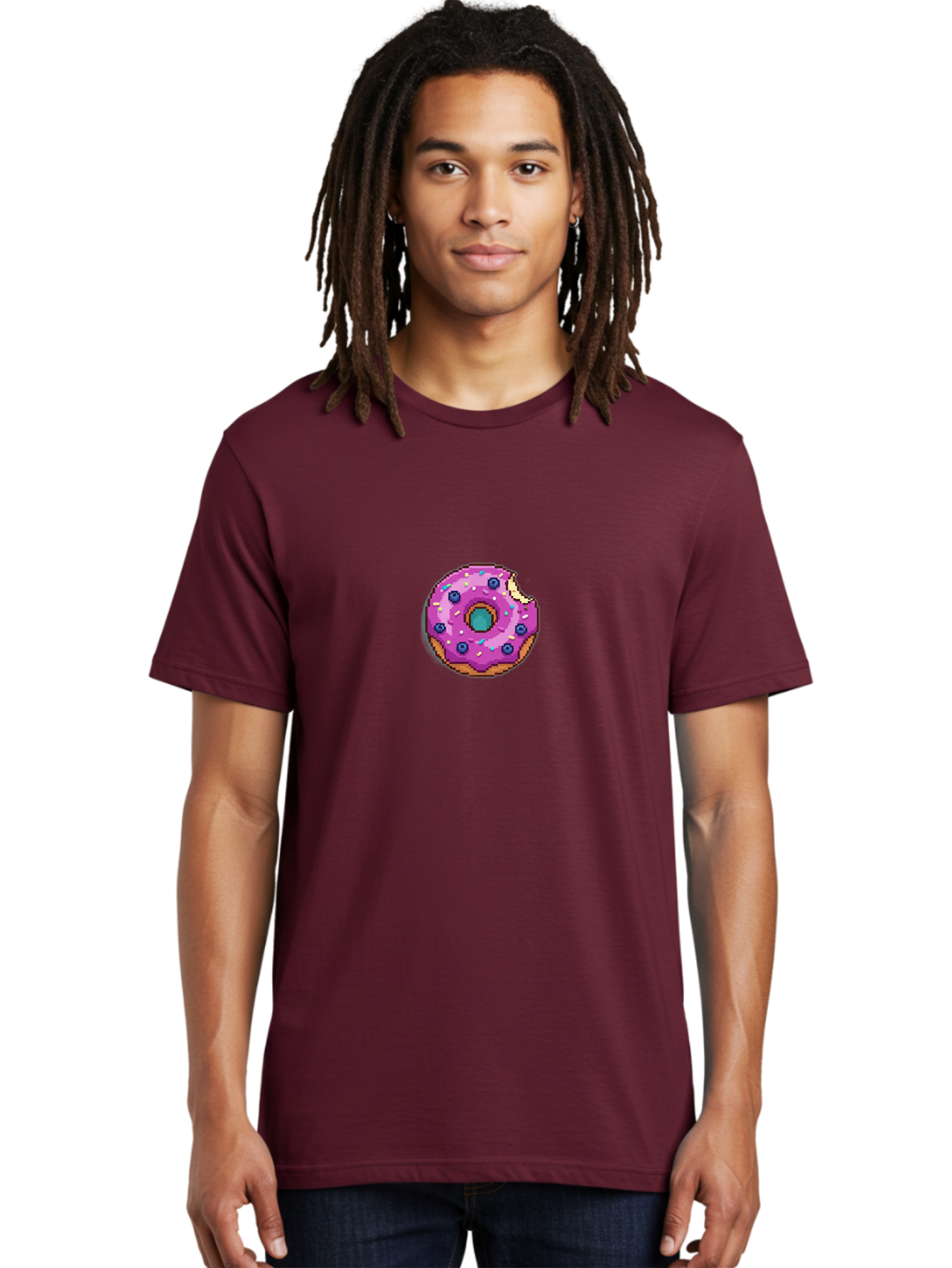 Pink-Donut-5 Men'S Graphic Tee, 100% Cotton, Comfortable Casual Summer Wear, Machine Washable, Frosted Donut, Sweet Treat, Purple Frosting, Colorful Sprinkles, Donut With A Bite, Tasty Dessert, Baked Goods, Donut Lover, Indulgent Snack Bab152 16