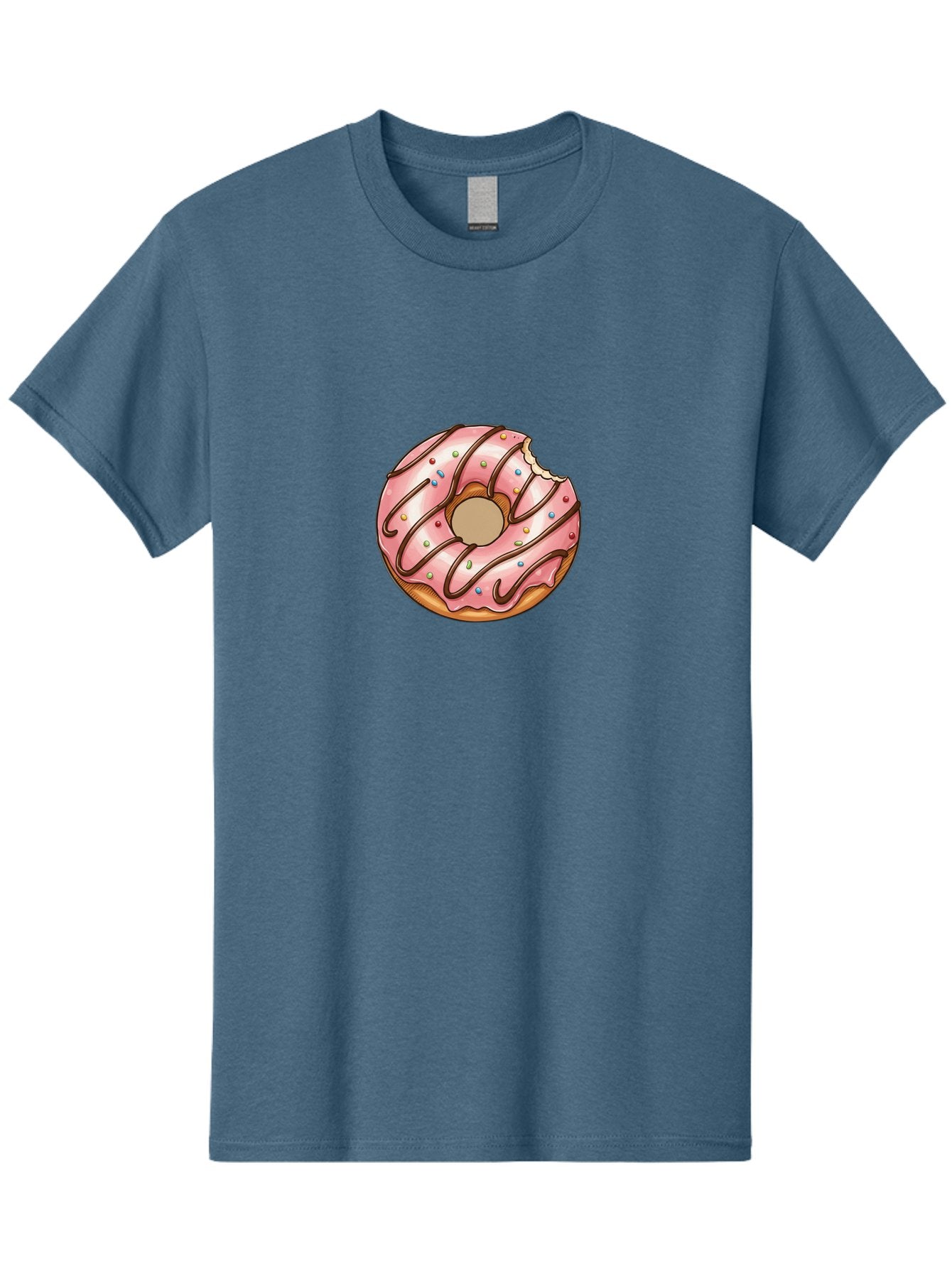 Pink-Donut-6 Men'S Graphic Tee, 100% Cotton, Comfortable Casual Summer Wear, Machine Washable, Pink Frosted Donut, Chocolate Drizzle, Colorful Sprinkles, Bitten Donut, Sweet Treat, Tasty Pastry, Dessert Illustration Bab153 15