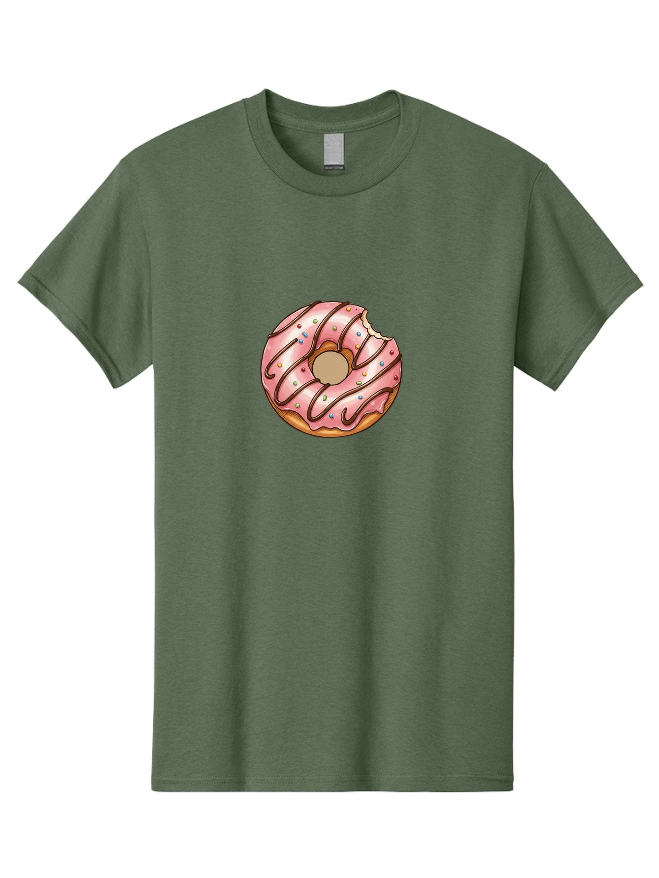 Pink-Donut-6 Men'S Graphic Tee, 100% Cotton, Comfortable Casual Summer Wear, Machine Washable, Pink Frosted Donut, Chocolate Drizzle, Colorful Sprinkles, Bitten Donut, Sweet Treat, Tasty Pastry, Dessert Illustration Bab153 11