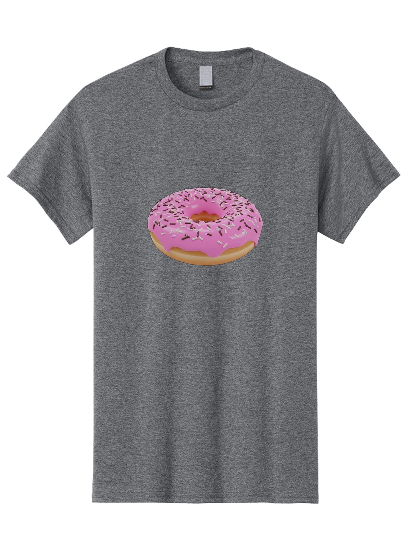 Pink-Donut-7 Men'S Graphic Tee, 100% Cotton, Comfortable Casual Summer Wear, Machine Washable, Pink Frosted Donut, Sprinkles, Sweet Treats, Baked Goods, Dessert, Colorful Toppings, Tasty Pastry, Sweet Tooth Bab154