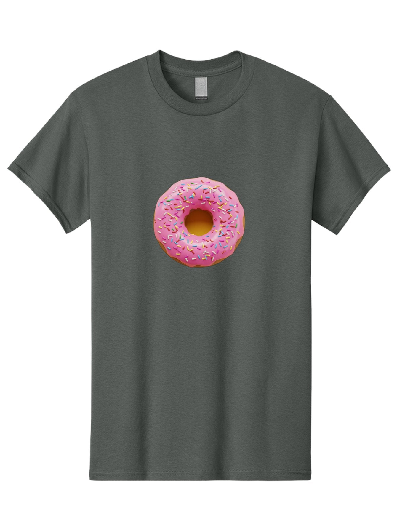 Pink-Donut-8 Men'S Graphic Tee, 100% Cotton, Comfortable Casual Summer Wear, Machine Washable, Pink Frosted Donut, Sprinkles, Colorful, Sweet Treat, Donut Delight, Tasty Pastry, Pastel Colors, Rainbow Sprinkles, Sweet Indulgence Bab155 3