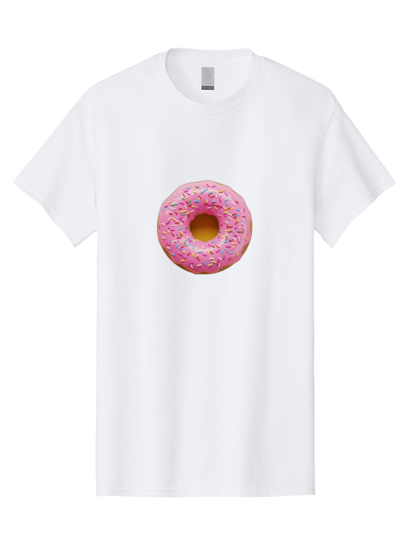 Pink-Donut-8 Men'S Graphic Tee, 100% Cotton, Comfortable Casual Summer Wear, Machine Washable, Pink Frosted Donut, Sprinkles, Colorful, Sweet Treat, Donut Delight, Tasty Pastry, Pastel Colors, Rainbow Sprinkles, Sweet Indulgence Bab155 4