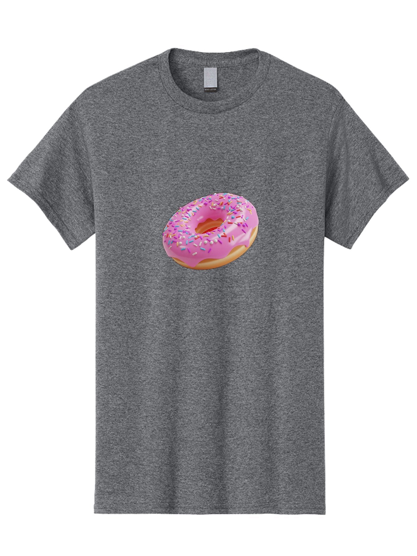 Pink-Donut-9 Men'S Graphic Tee, 100% Cotton, Comfortable Casual Summer Wear, Machine Washable, Pink Frosted Donut, Donut With Sprinkles, Sweet Treats, Colorful Dessert, Tasty Pastry, Baked Goods, Sugary Delight, Yummy Donut Bab156