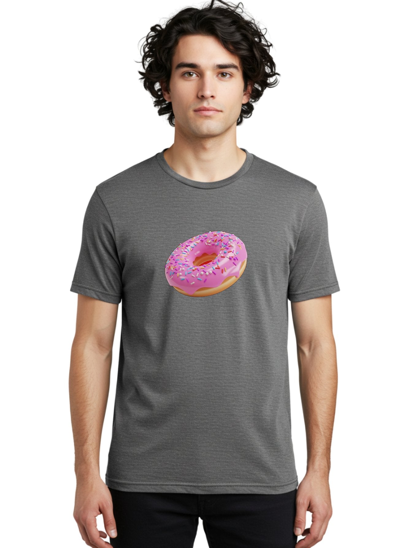 Pink-Donut-9 Men'S Graphic Tee, 100% Cotton, Comfortable Casual Summer Wear, Machine Washable, Pink Frosted Donut, Donut With Sprinkles, Sweet Treats, Colorful Dessert, Tasty Pastry, Baked Goods, Sugary Delight, Yummy Donut Bab156 21