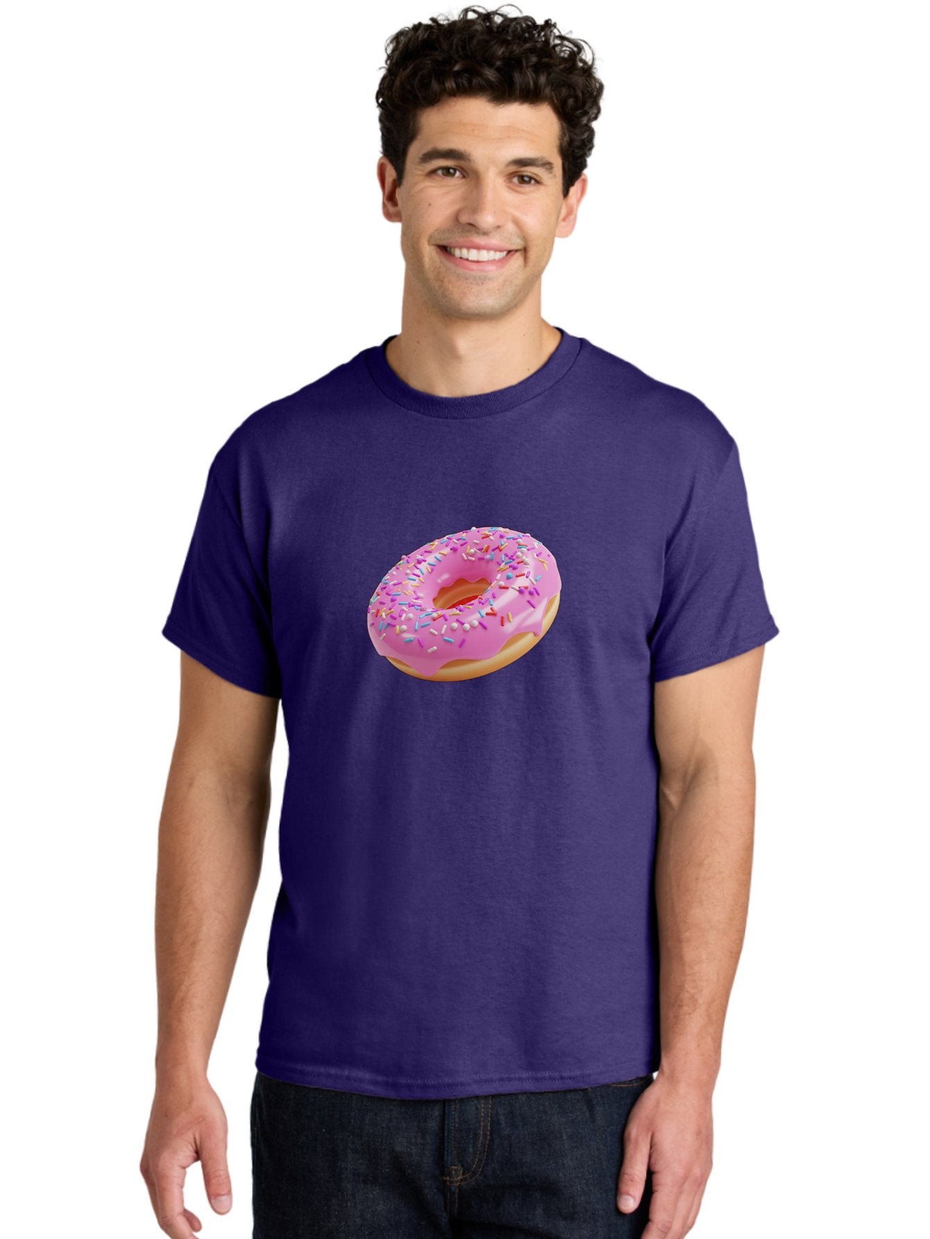 Pink-Donut-9 Men'S Graphic Tee, 100% Cotton, Comfortable Casual Summer Wear, Machine Washable, Pink Frosted Donut, Donut With Sprinkles, Sweet Treats, Colorful Dessert, Tasty Pastry, Baked Goods, Sugary Delight, Yummy Donut Bab156 20