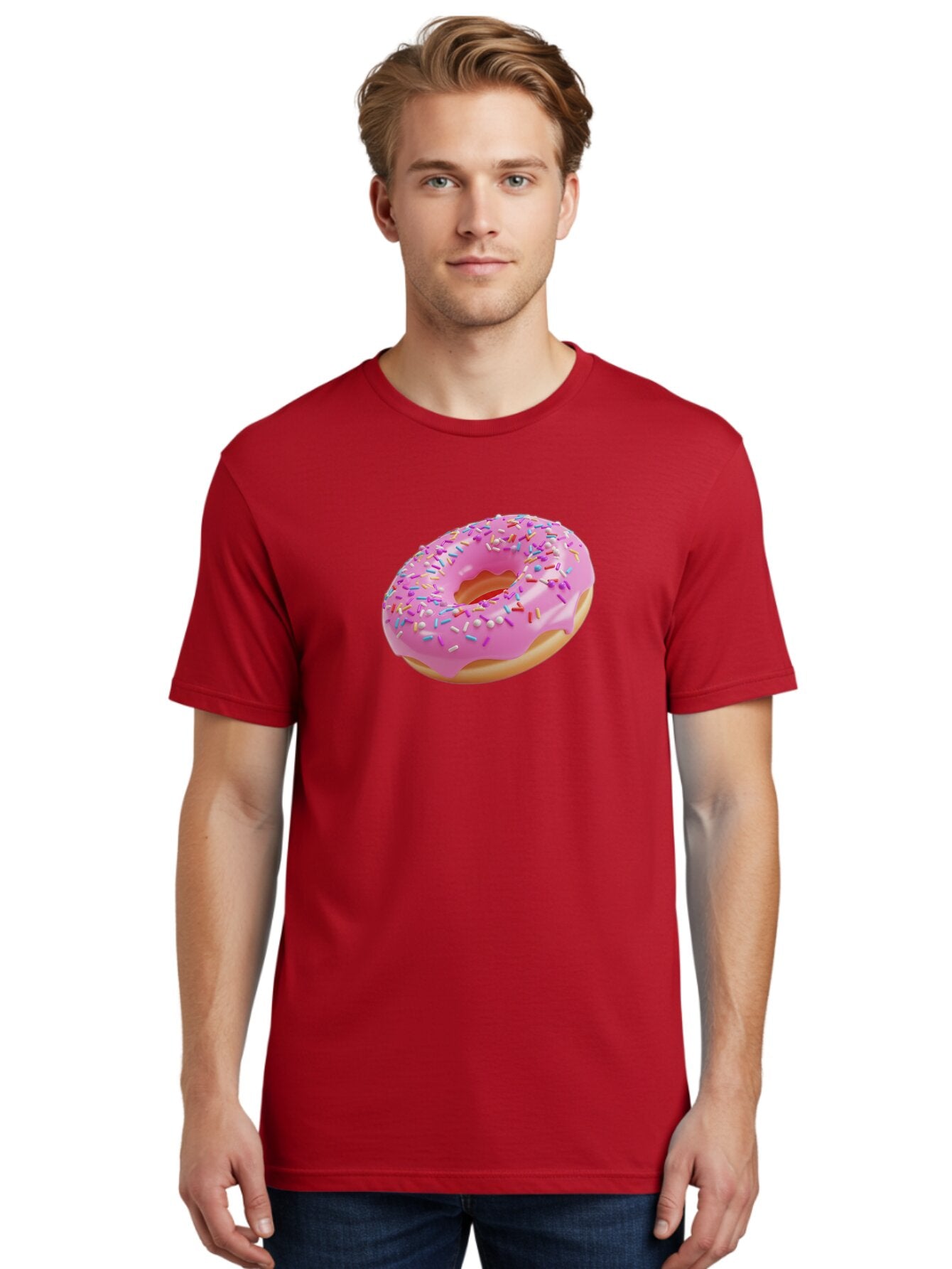Pink-Donut-9 Men'S Graphic Tee, 100% Cotton, Comfortable Casual Summer Wear, Machine Washable, Pink Frosted Donut, Donut With Sprinkles, Sweet Treats, Colorful Dessert, Tasty Pastry, Baked Goods, Sugary Delight, Yummy Donut Bab156 29