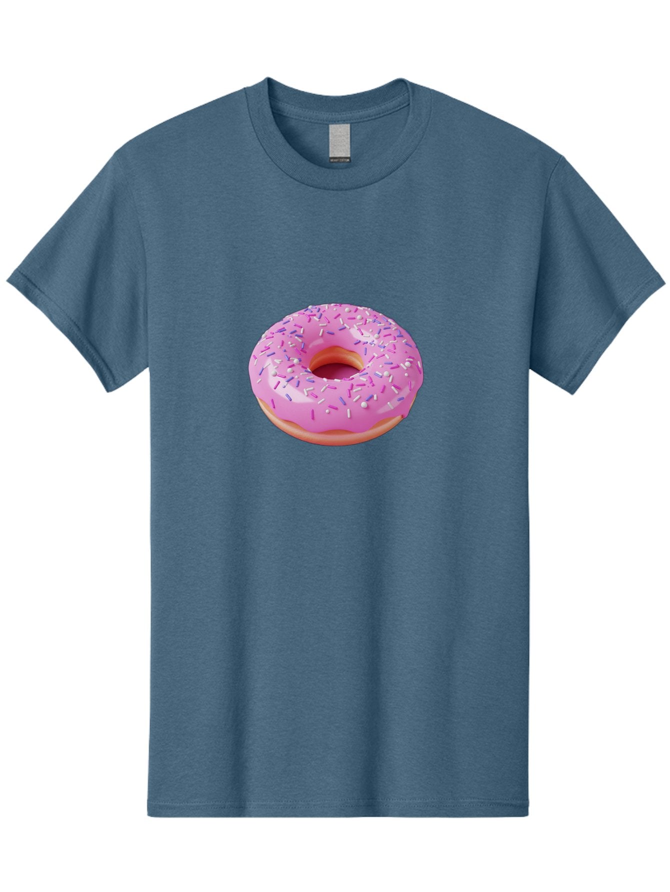 Pink-Donut-Sprinkles Men'S Graphic Tee, 100% Cotton, Comfortable Casual Summer Wear, Machine Washable, Pink Donut With Sprinkles, Sweet Treat, Dessert, Colorful Sprinkles, Donut With Glaze, Bakery Item, Sweet Indulgence Bab157 4