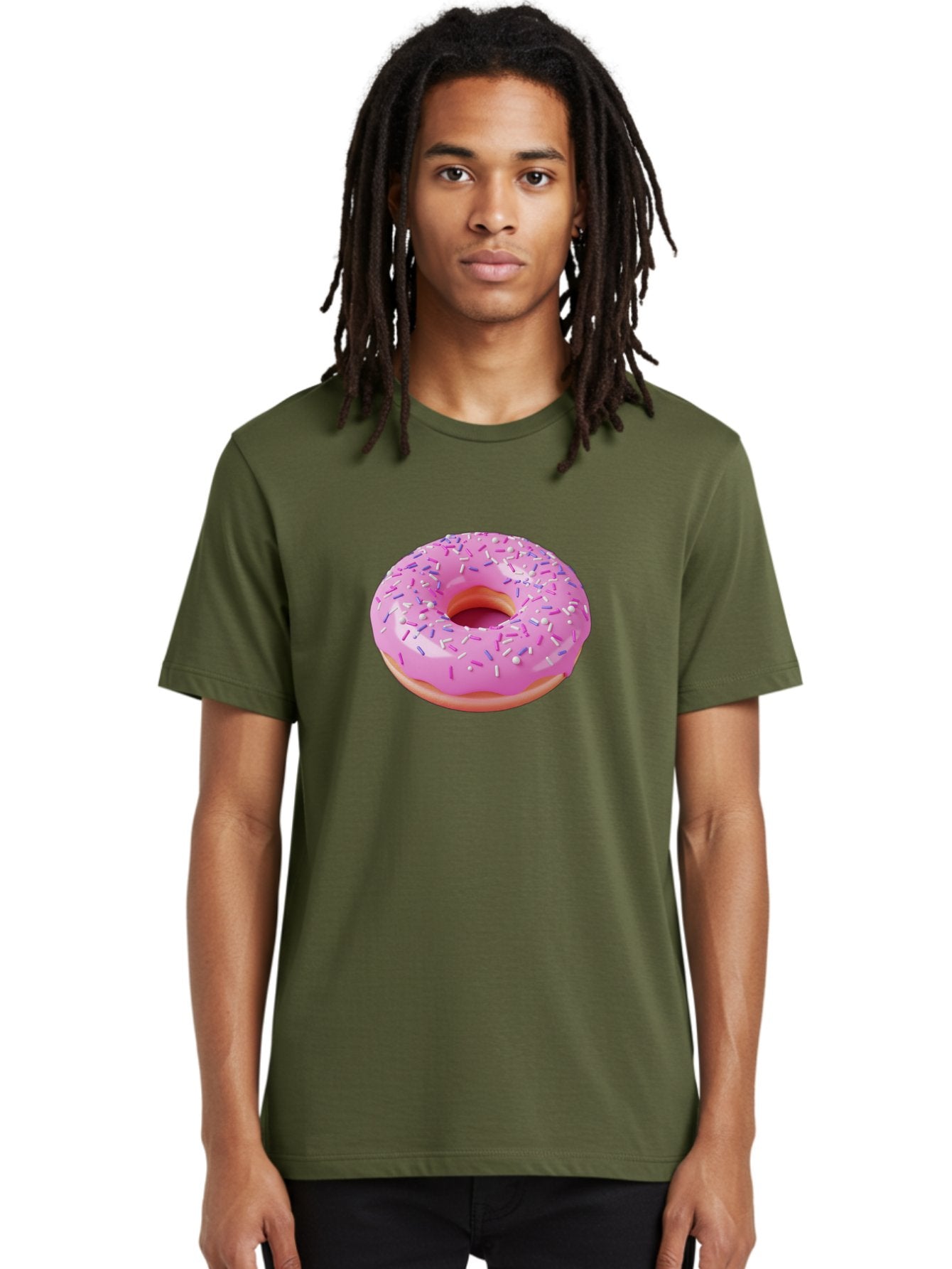 Pink-Donut-Sprinkles Men'S Graphic Tee, 100% Cotton, Comfortable Casual Summer Wear, Machine Washable, Pink Donut With Sprinkles, Sweet Treat, Dessert, Colorful Sprinkles, Donut With Glaze, Bakery Item, Sweet Indulgence Bab157 27