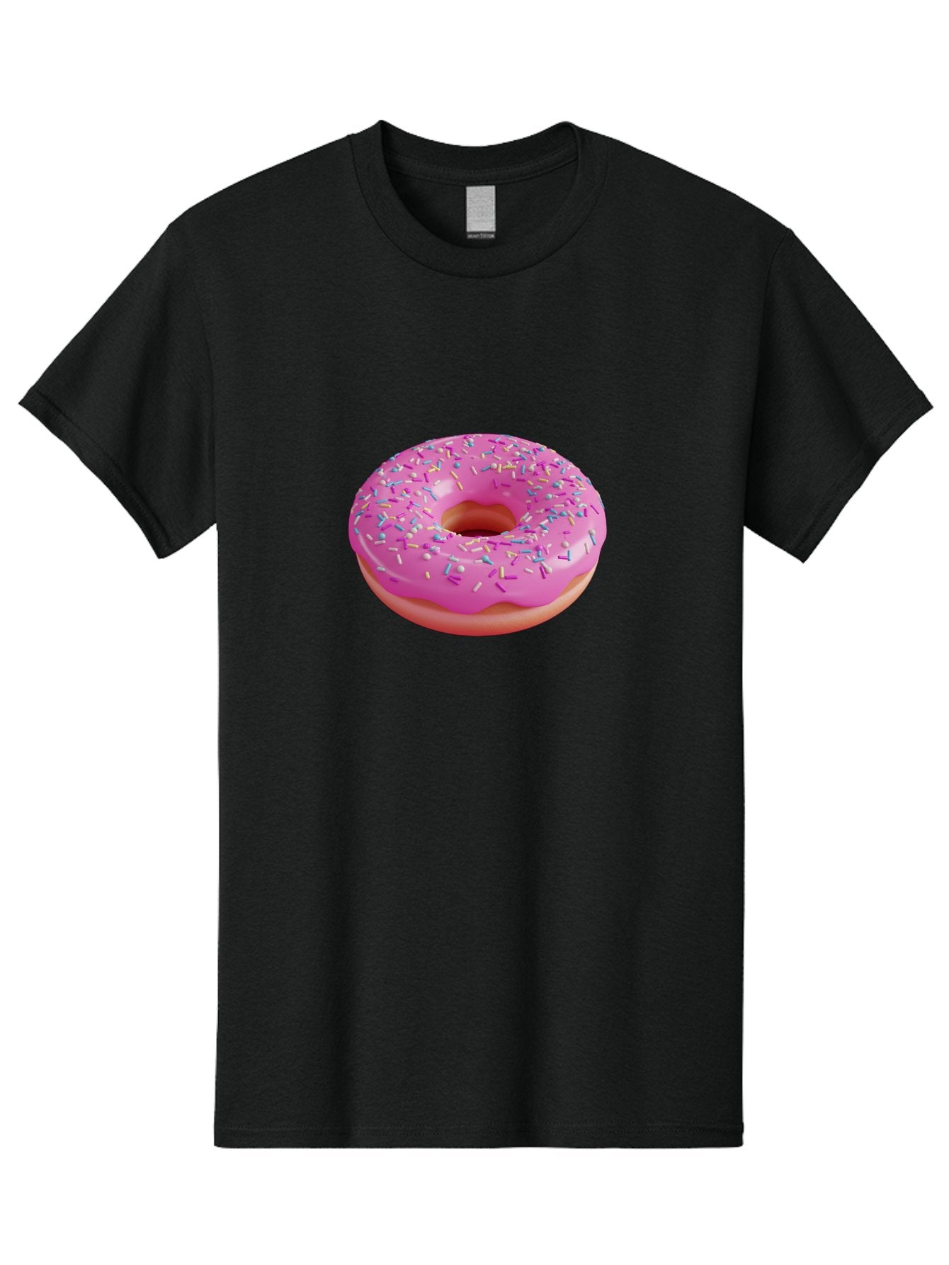 Pink-Donut-With-Sprinkles-1 Men'S Graphic Tee, 100% Cotton, Comfortable Casual Summer Wear, Machine Washable, Donut With Pink Glaze, Colorful Sprinkles, Sweet Treats, Dessert, Baked Goods, Tasty Pastries, Yummy Donut Bab158
