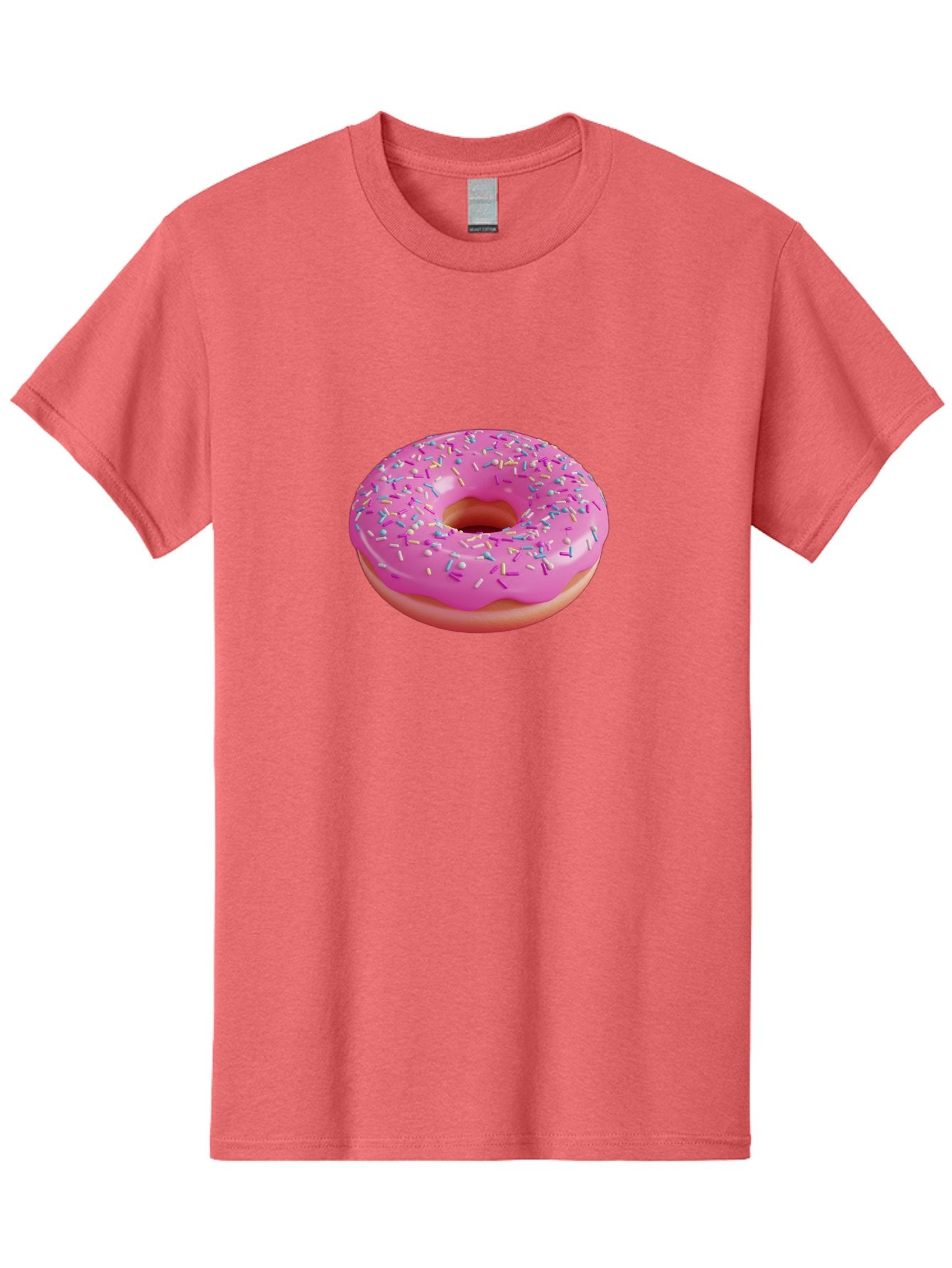Pink-Donut-With-Sprinkles-1 Men'S Graphic Tee, 100% Cotton, Comfortable Casual Summer Wear, Machine Washable, Donut With Pink Glaze, Colorful Sprinkles, Sweet Treats, Dessert, Baked Goods, Tasty Pastries, Yummy Donut Bab158 11
