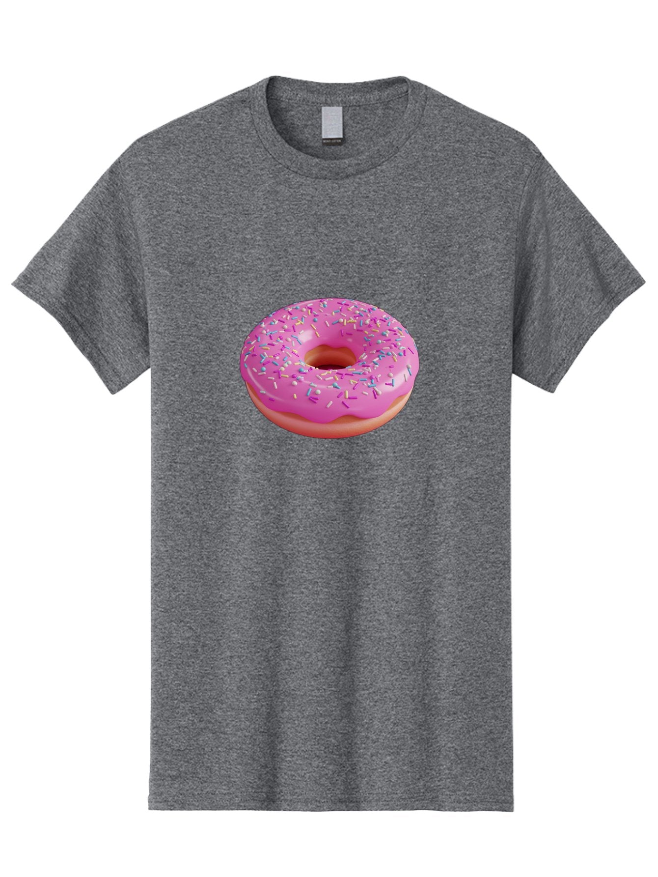Pink-Donut-With-Sprinkles-1 Men'S Graphic Tee, 100% Cotton, Comfortable Casual Summer Wear, Machine Washable, Donut With Pink Glaze, Colorful Sprinkles, Sweet Treats, Dessert, Baked Goods, Tasty Pastries, Yummy Donut Bab158 5