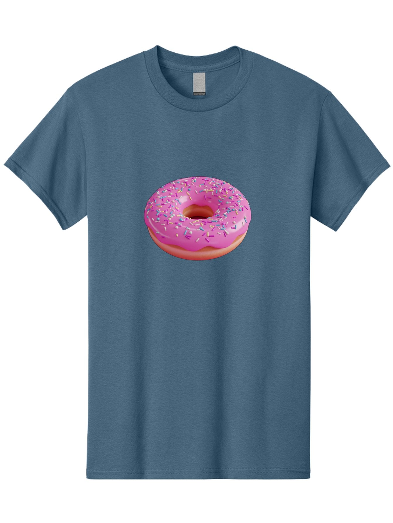 Pink-Donut-With-Sprinkles-1 Men'S Graphic Tee, 100% Cotton, Comfortable Casual Summer Wear, Machine Washable, Donut With Pink Glaze, Colorful Sprinkles, Sweet Treats, Dessert, Baked Goods, Tasty Pastries, Yummy Donut Bab158 4