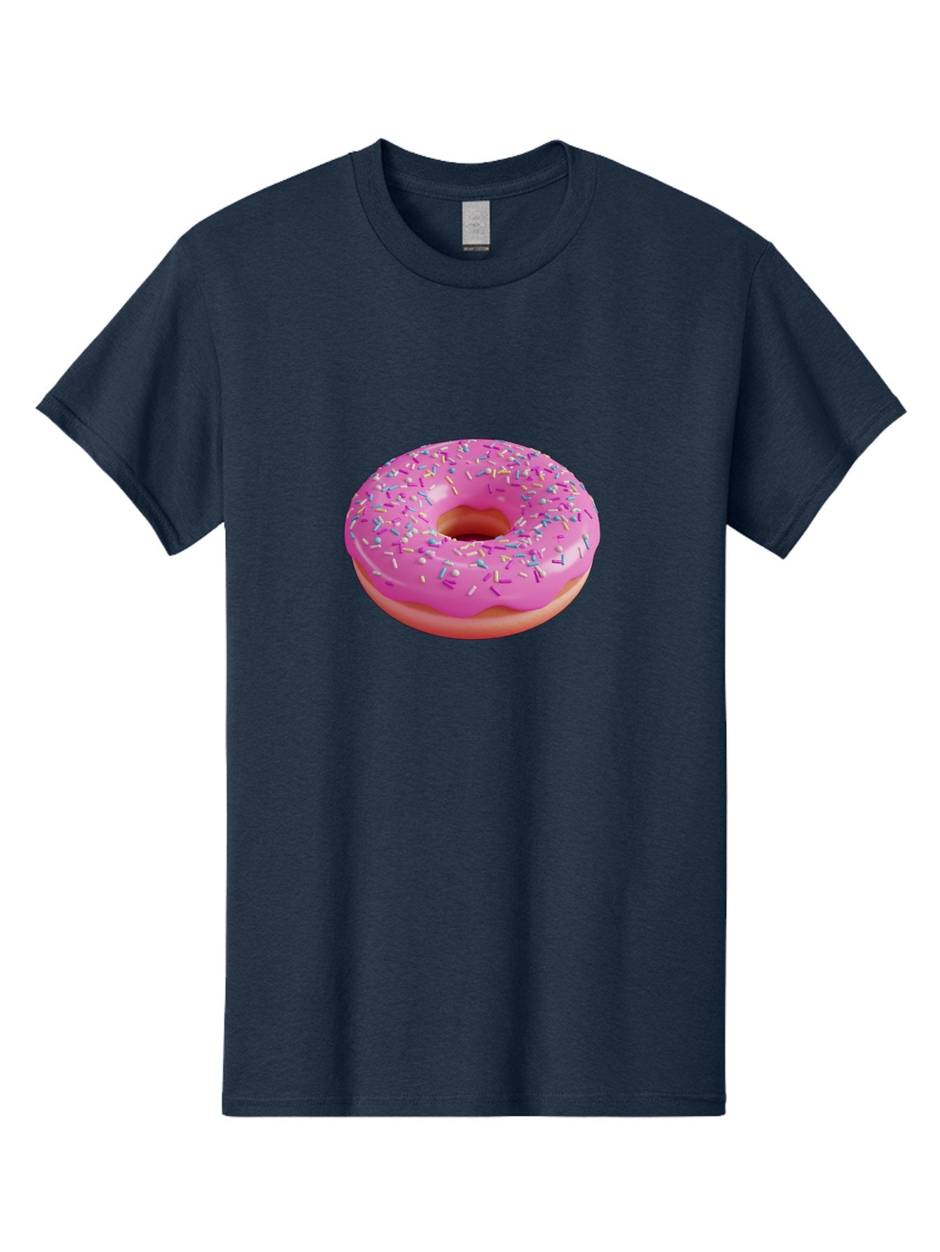 Pink-Donut-With-Sprinkles-1 Men'S Graphic Tee, 100% Cotton, Comfortable Casual Summer Wear, Machine Washable, Donut With Pink Glaze, Colorful Sprinkles, Sweet Treats, Dessert, Baked Goods, Tasty Pastries, Yummy Donut Bab158