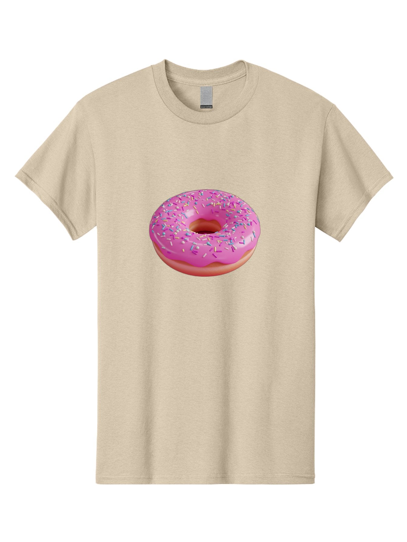Pink-Donut-With-Sprinkles-1 Men'S Graphic Tee, 100% Cotton, Comfortable Casual Summer Wear, Machine Washable, Donut With Pink Glaze, Colorful Sprinkles, Sweet Treats, Dessert, Baked Goods, Tasty Pastries, Yummy Donut Bab158 3