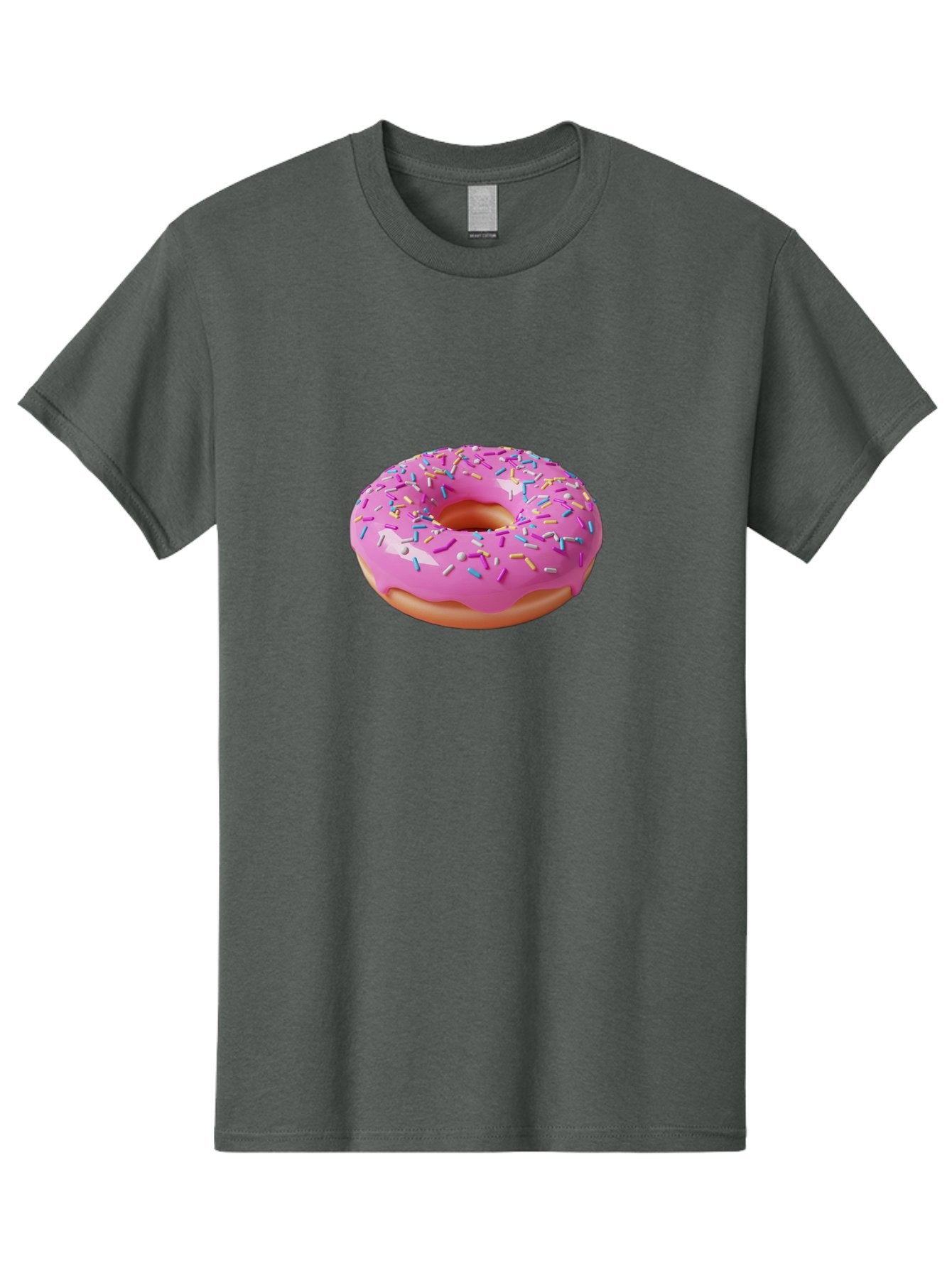 Pink-Donut-With-Sprinkles-2 Men'S Graphic Tee, 100% Cotton, Comfortable Casual Summer Wear, Machine Washable, Pink Frosted Donut, Donut With Sprinkles, Colorful Sprinkles, Sweet Treats, Baked Goods, Dessert, Tasty, 3D Rendering, Digital Art Bab159 12