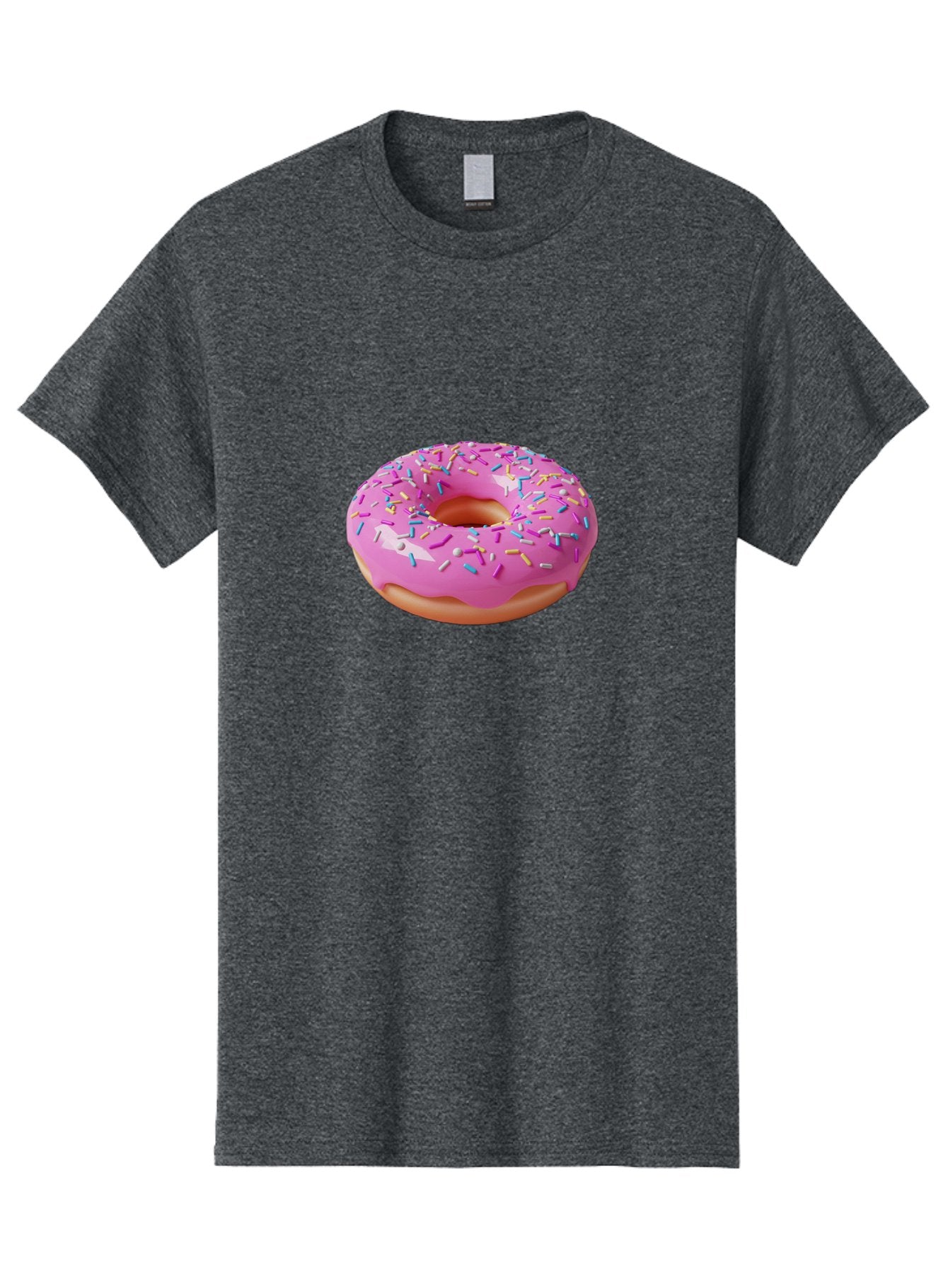 Pink-Donut-With-Sprinkles-2 Men'S Graphic Tee, 100% Cotton, Comfortable Casual Summer Wear, Machine Washable, Pink Frosted Donut, Donut With Sprinkles, Colorful Sprinkles, Sweet Treats, Baked Goods, Dessert, Tasty, 3D Rendering, Digital Art Bab159 3