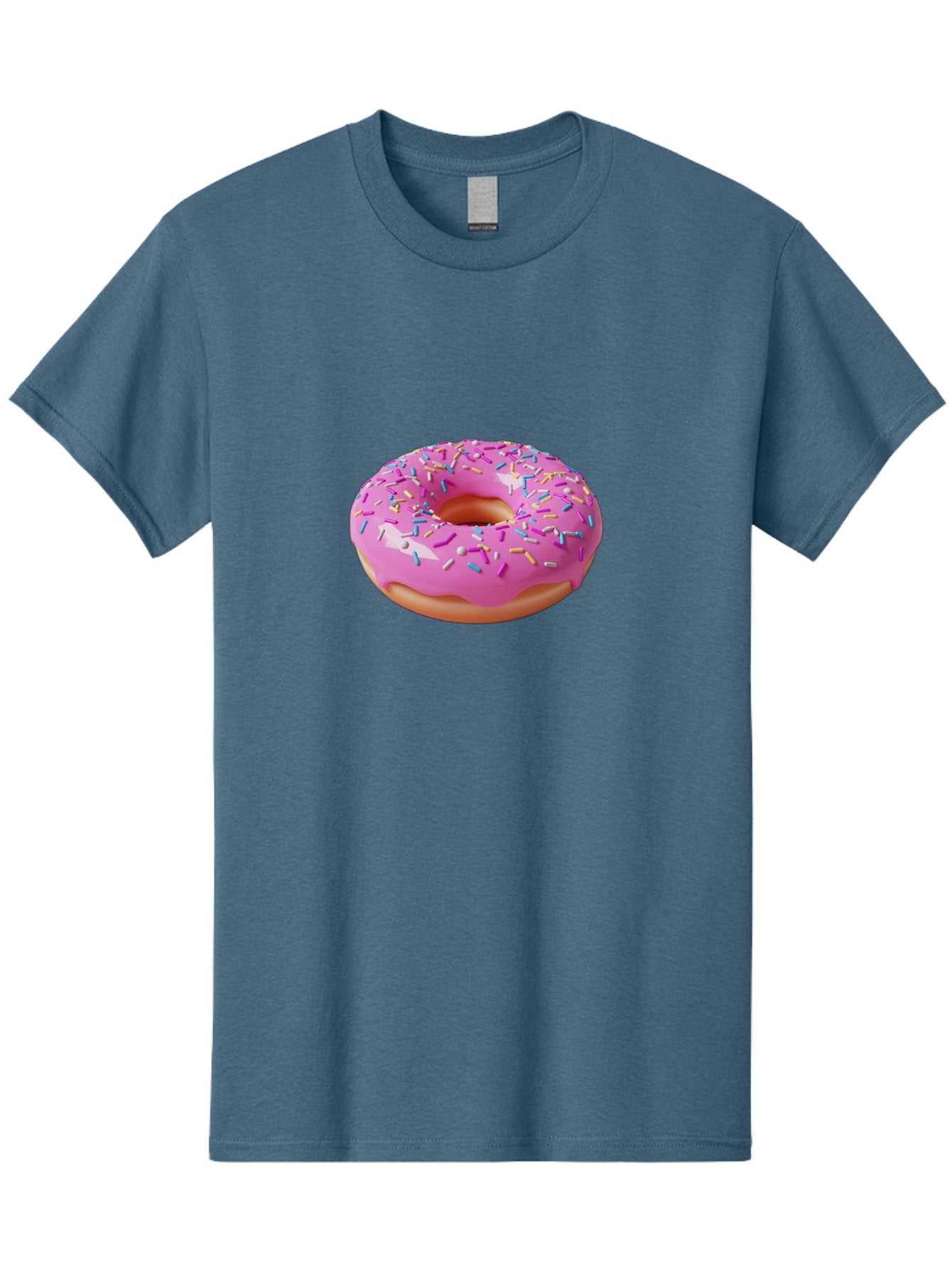 Pink-Donut-With-Sprinkles-2 Men'S Graphic Tee, 100% Cotton, Comfortable Casual Summer Wear, Machine Washable, Pink Frosted Donut, Donut With Sprinkles, Colorful Sprinkles, Sweet Treats, Baked Goods, Dessert, Tasty, 3D Rendering, Digital Art Bab159 4