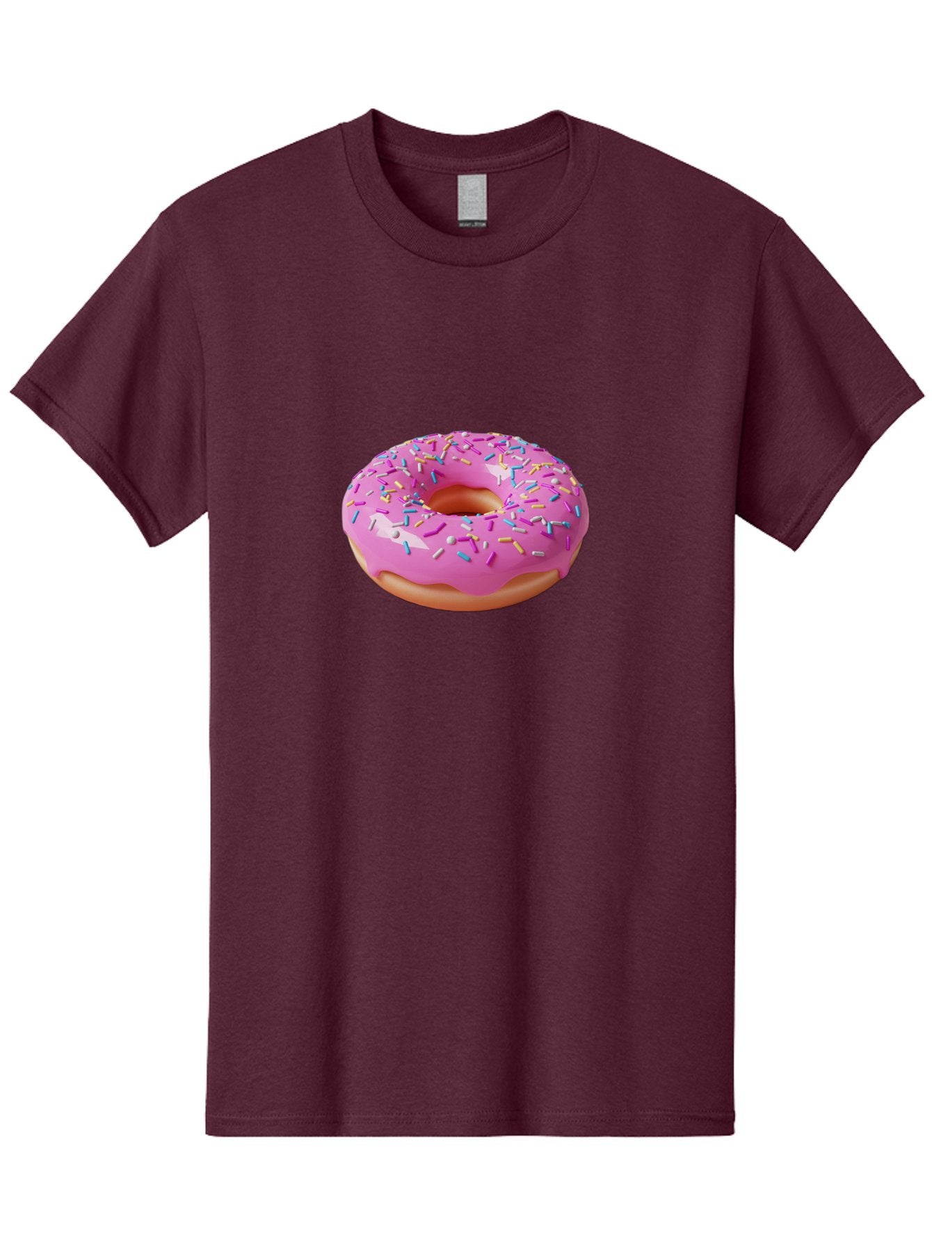 Pink-Donut-With-Sprinkles-2 Men'S Graphic Tee, 100% Cotton, Comfortable Casual Summer Wear, Machine Washable, Pink Frosted Donut, Donut With Sprinkles, Colorful Sprinkles, Sweet Treats, Baked Goods, Dessert, Tasty, 3D Rendering, Digital Art Bab159 7