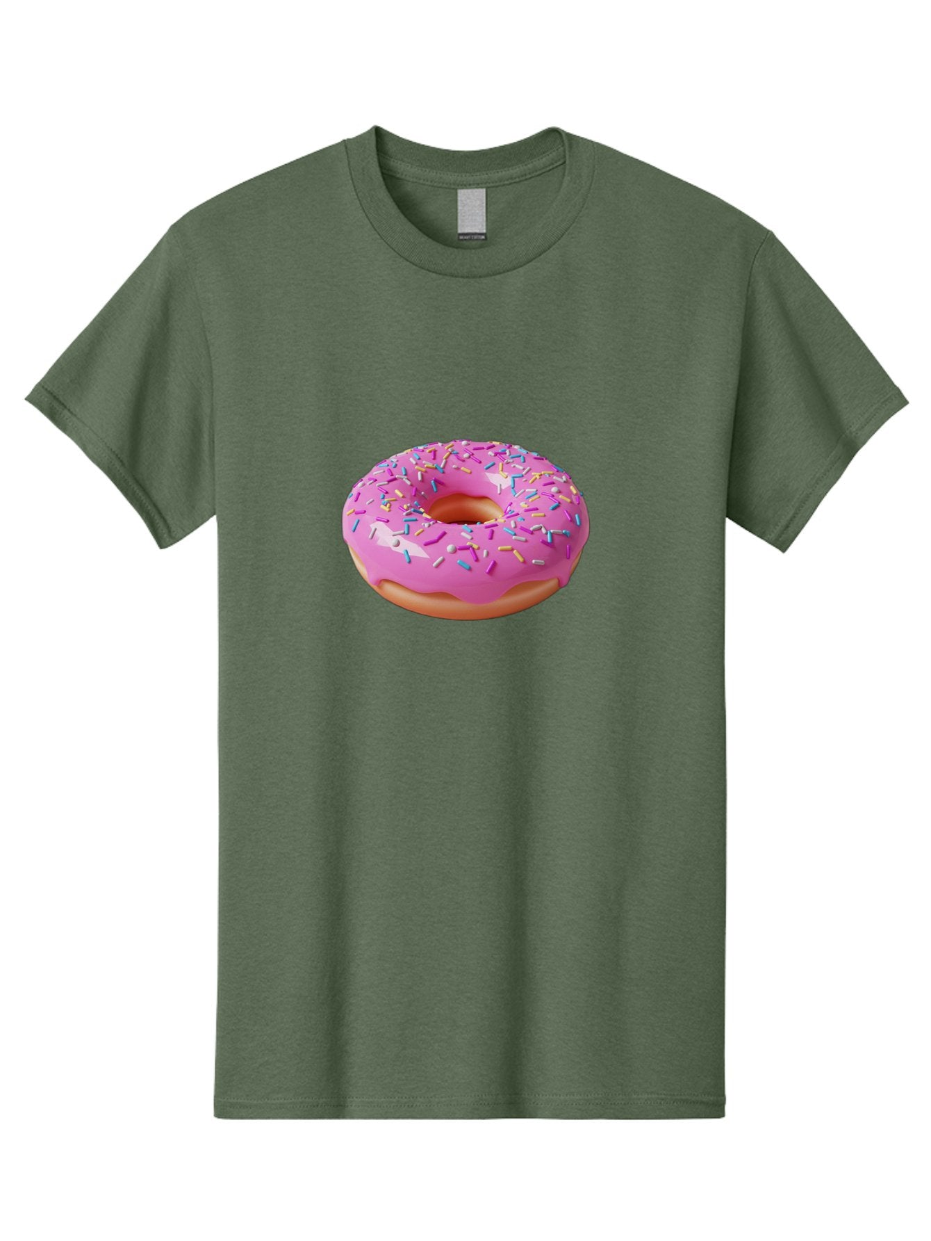 Pink-Donut-With-Sprinkles-2 Men'S Graphic Tee, 100% Cotton, Comfortable Casual Summer Wear, Machine Washable, Pink Frosted Donut, Donut With Sprinkles, Colorful Sprinkles, Sweet Treats, Baked Goods, Dessert, Tasty, 3D Rendering, Digital Art Bab159 11