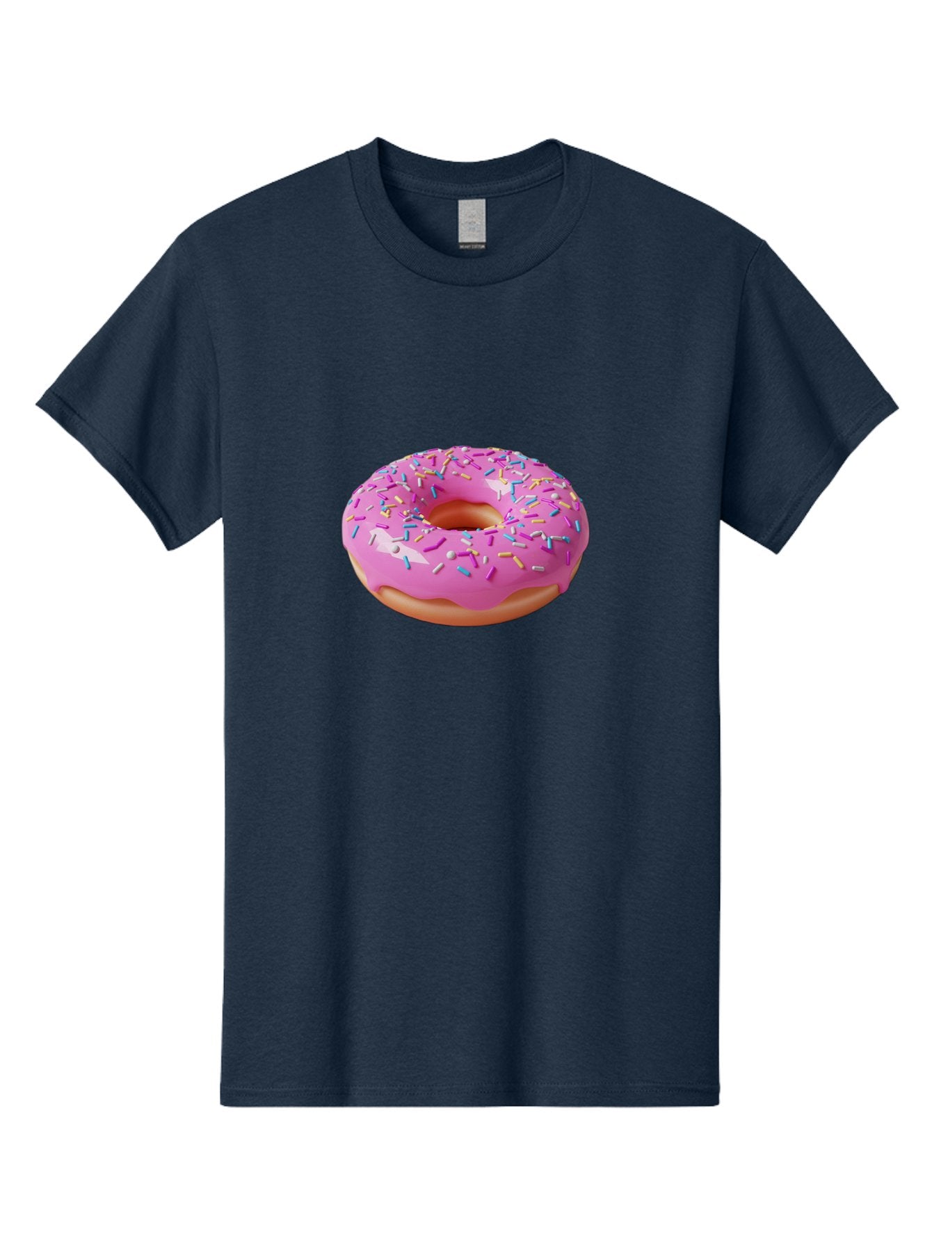 Pink-Donut-With-Sprinkles-2 Men'S Graphic Tee, 100% Cotton, Comfortable Casual Summer Wear, Machine Washable, Pink Frosted Donut, Donut With Sprinkles, Colorful Sprinkles, Sweet Treats, Baked Goods, Dessert, Tasty, 3D Rendering, Digital Art Bab159 15