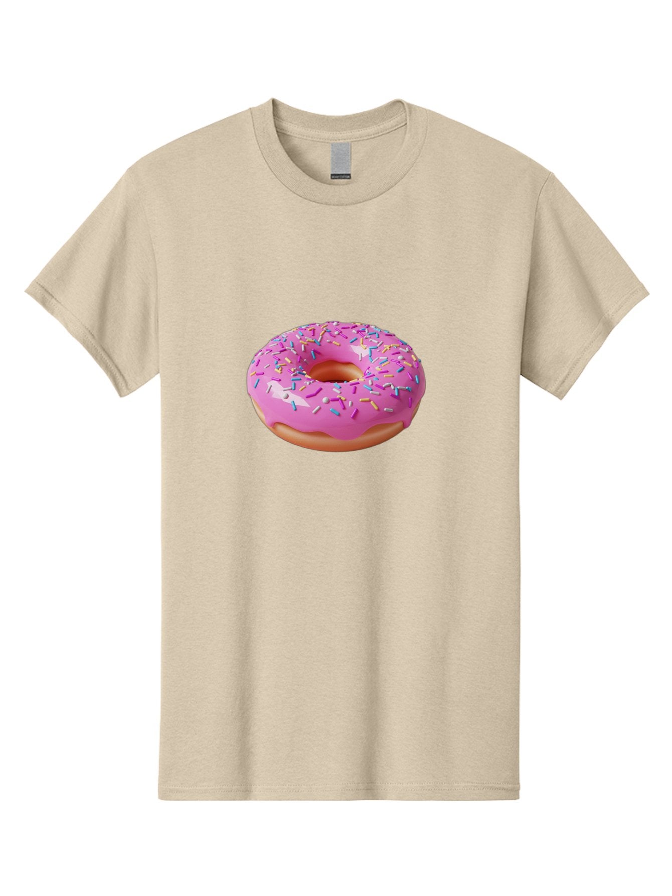 Pink-Donut-With-Sprinkles-2 Men'S Graphic Tee, 100% Cotton, Comfortable Casual Summer Wear, Machine Washable, Pink Frosted Donut, Donut With Sprinkles, Colorful Sprinkles, Sweet Treats, Baked Goods, Dessert, Tasty, 3D Rendering, Digital Art Bab159 9