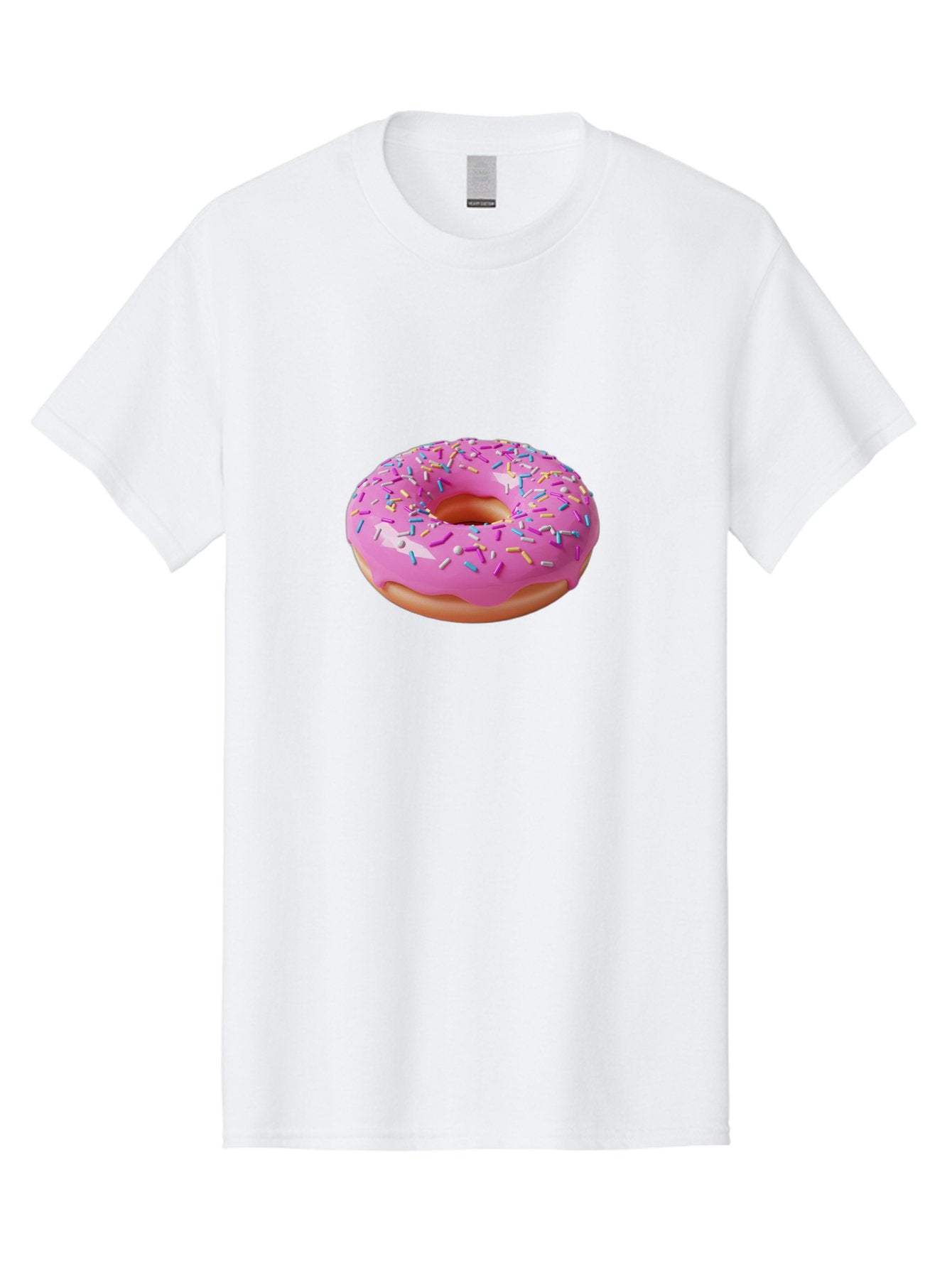 Pink-Donut-With-Sprinkles-2 Men'S Graphic Tee, 100% Cotton, Comfortable Casual Summer Wear, Machine Washable, Pink Frosted Donut, Donut With Sprinkles, Colorful Sprinkles, Sweet Treats, Baked Goods, Dessert, Tasty, 3D Rendering, Digital Art Bab159 14