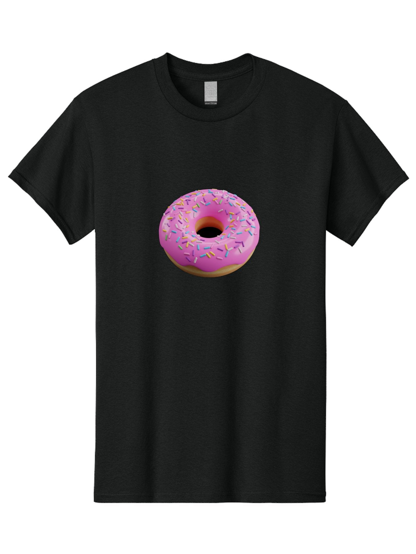 Pink-Donut-With-Sprinkles-3 Men'S Graphic Tee, 100% Cotton, Comfortable Casual Summer Wear, Machine Washable, Pink Donut With Sprinkles, Sweet Treats, Colorful Dessert, Donut With Frosting, Sprinkles On Donut, Dessert Graphics, 3D Donut Image, Bab160 11