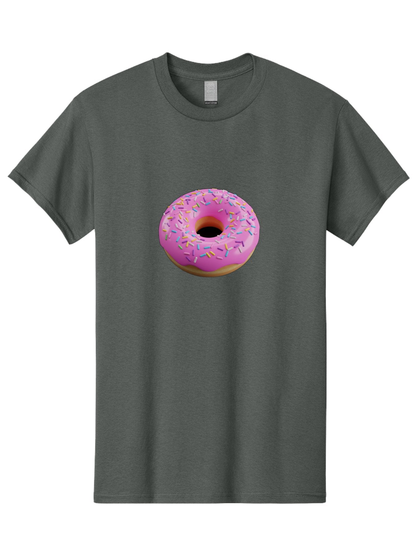 Pink-Donut-With-Sprinkles-3 Men'S Graphic Tee, 100% Cotton, Comfortable Casual Summer Wear, Machine Washable, Pink Donut With Sprinkles, Sweet Treats, Colorful Dessert, Donut With Frosting, Sprinkles On Donut, Dessert Graphics, 3D Donut Image, Bab160