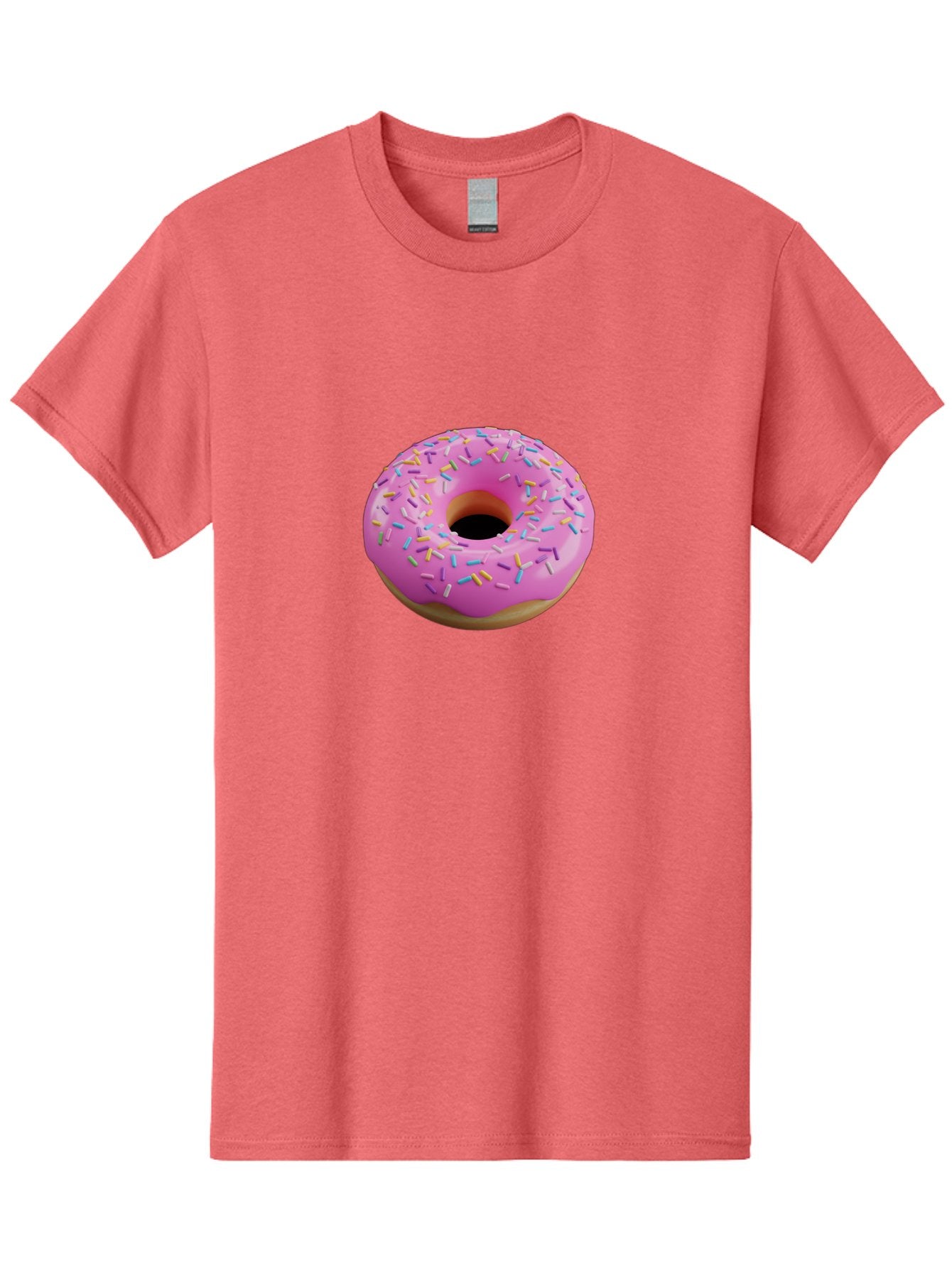 Pink-Donut-With-Sprinkles-3 Men'S Graphic Tee, 100% Cotton, Comfortable Casual Summer Wear, Machine Washable, Pink Donut With Sprinkles, Sweet Treats, Colorful Dessert, Donut With Frosting, Sprinkles On Donut, Dessert Graphics, 3D Donut Image, Bab160 10