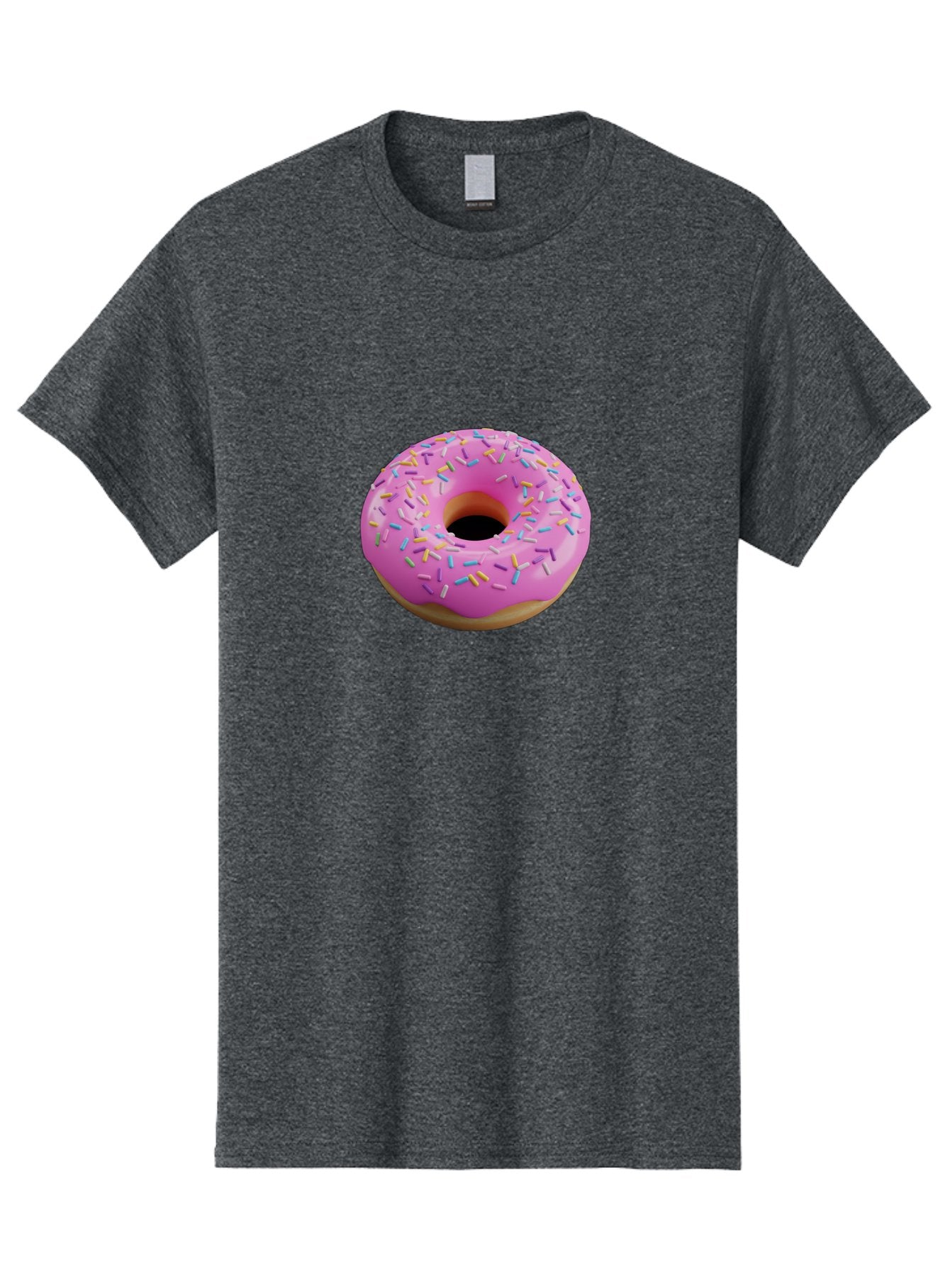 Pink-Donut-With-Sprinkles-3 Men'S Graphic Tee, 100% Cotton, Comfortable Casual Summer Wear, Machine Washable, Pink Donut With Sprinkles, Sweet Treats, Colorful Dessert, Donut With Frosting, Sprinkles On Donut, Dessert Graphics, 3D Donut Image, Bab160 9
