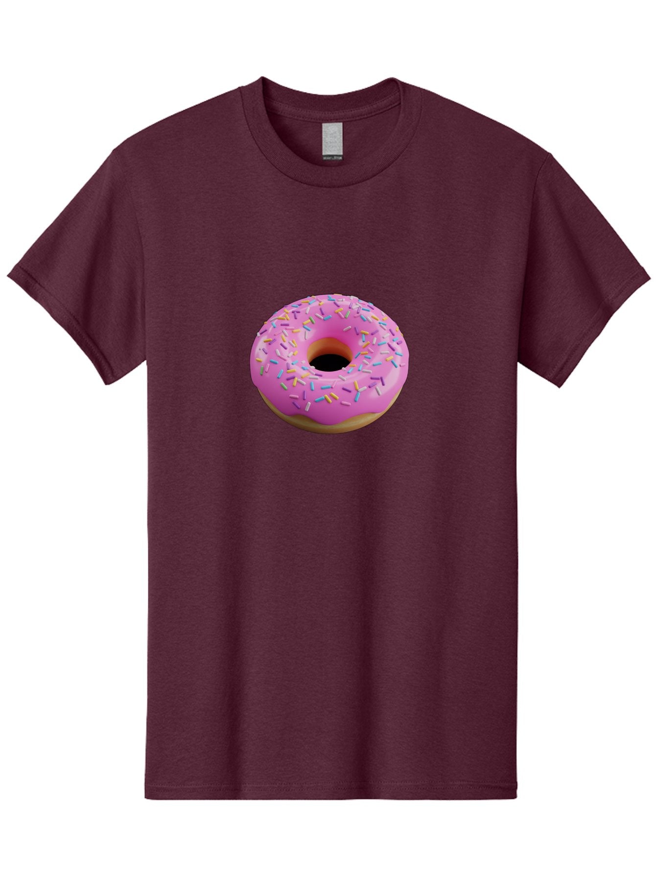 Pink-Donut-With-Sprinkles-3 Men'S Graphic Tee, 100% Cotton, Comfortable Casual Summer Wear, Machine Washable, Pink Donut With Sprinkles, Sweet Treats, Colorful Dessert, Donut With Frosting, Sprinkles On Donut, Dessert Graphics, 3D Donut Image, Bab160 8