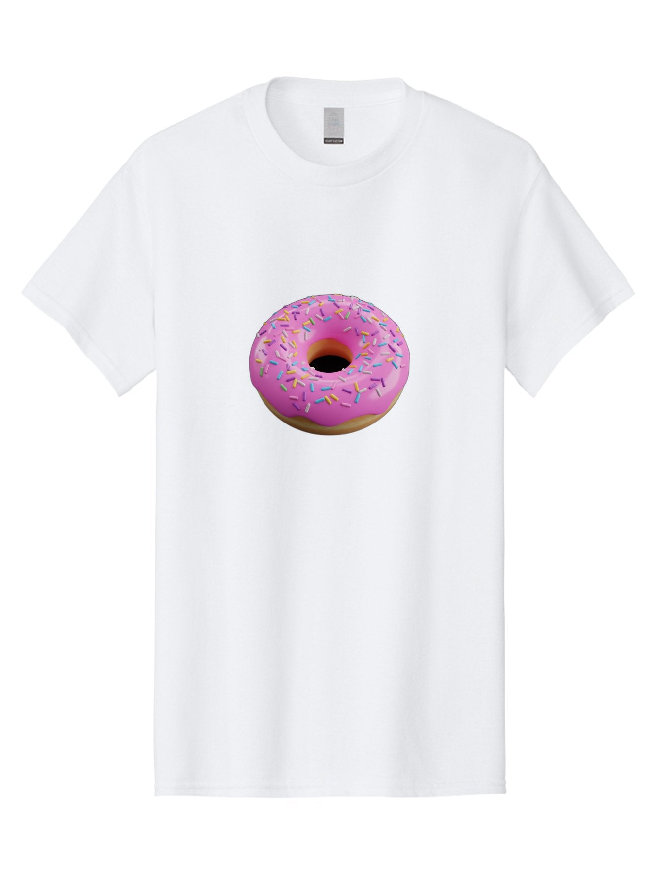 Pink-Donut-With-Sprinkles-3 Men'S Graphic Tee, 100% Cotton, Comfortable Casual Summer Wear, Machine Washable, Pink Donut With Sprinkles, Sweet Treats, Colorful Dessert, Donut With Frosting, Sprinkles On Donut, Dessert Graphics, 3D Donut Image, Bab160 7