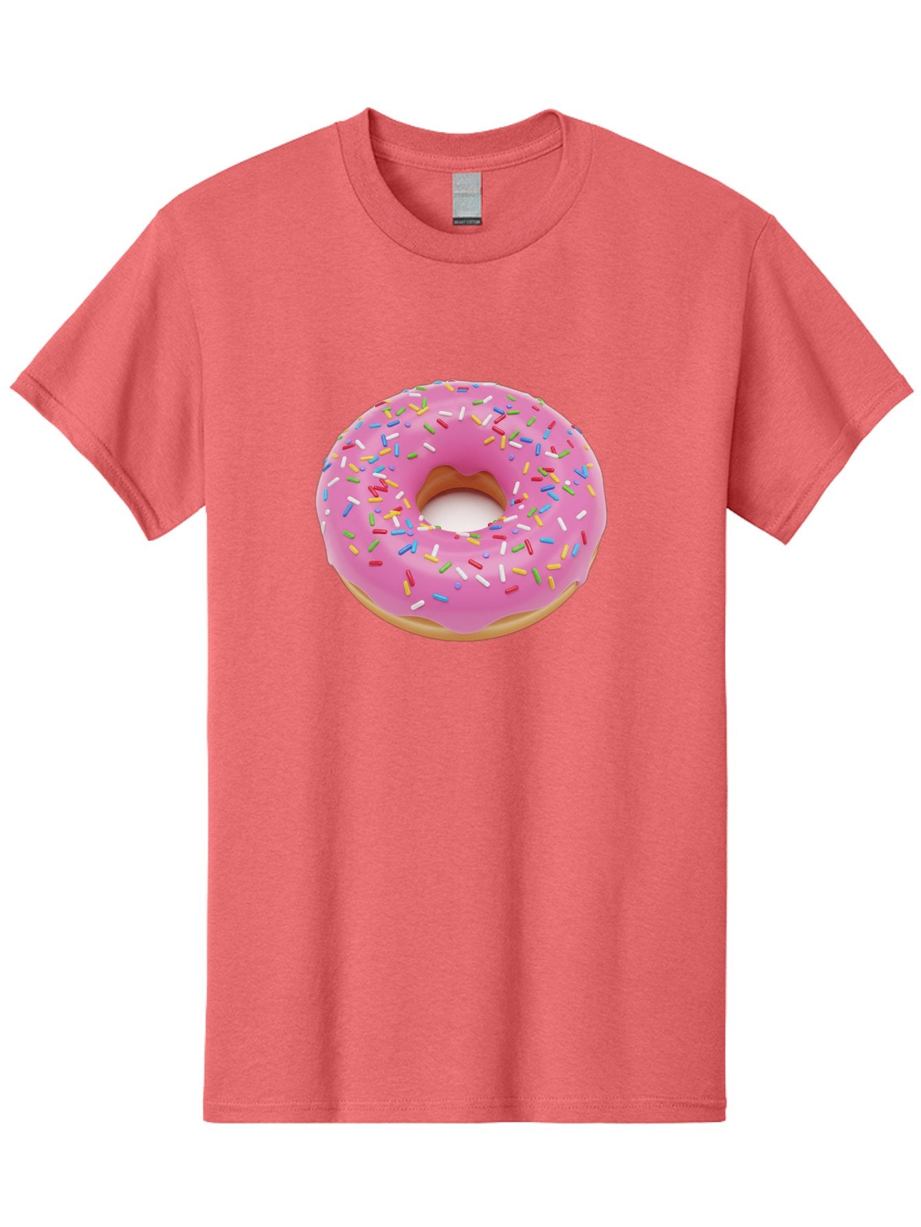 Pink-Donut-With-Sprinkles Men'S Graphic Tee, 100% Cotton, Comfortable Casual Summer Wear, Machine Washable, Pink Frosted Donut, Colorful Sprinkles, Sweet Treats, Baked Goods, Dessert, Tasty, Doughnut, Sprinkles, Sweet Tooth, Colorful Dessert Bab161 4