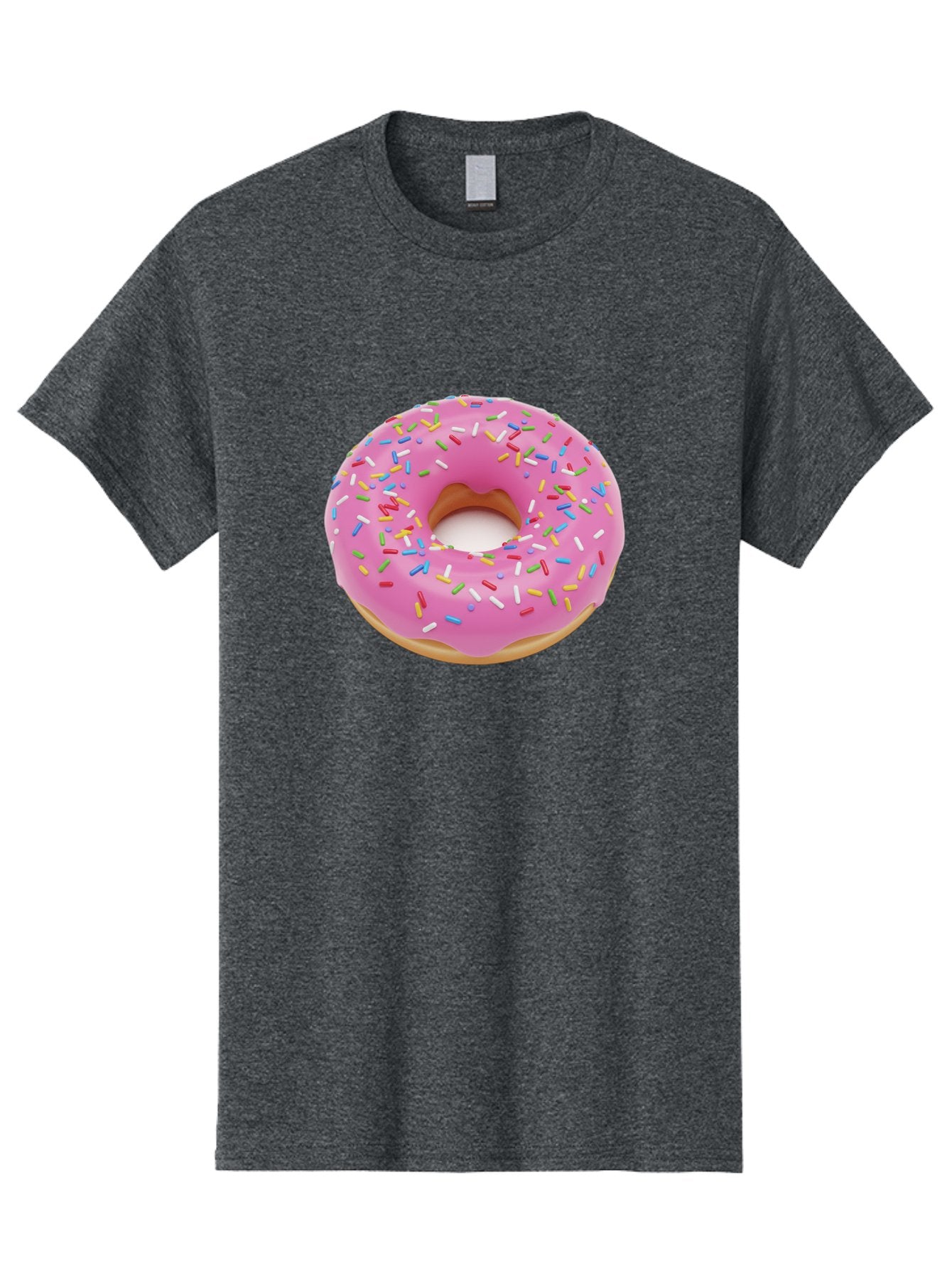 Pink-Donut-With-Sprinkles Men'S Graphic Tee, 100% Cotton, Comfortable Casual Summer Wear, Machine Washable, Pink Frosted Donut, Colorful Sprinkles, Sweet Treats, Baked Goods, Dessert, Tasty, Doughnut, Sprinkles, Sweet Tooth, Colorful Dessert Bab161