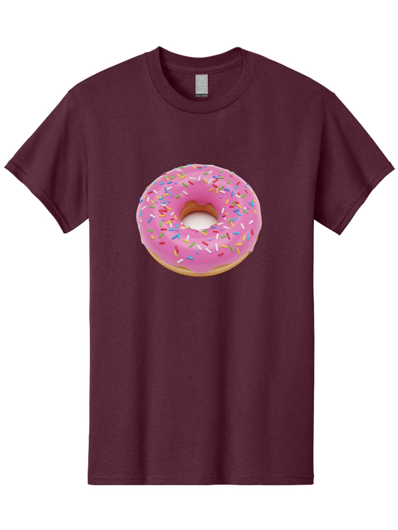 Pink-Donut-With-Sprinkles Men'S Graphic Tee, 100% Cotton, Comfortable Casual Summer Wear, Machine Washable, Pink Frosted Donut, Colorful Sprinkles, Sweet Treats, Baked Goods, Dessert, Tasty, Doughnut, Sprinkles, Sweet Tooth, Colorful Dessert Bab161 3