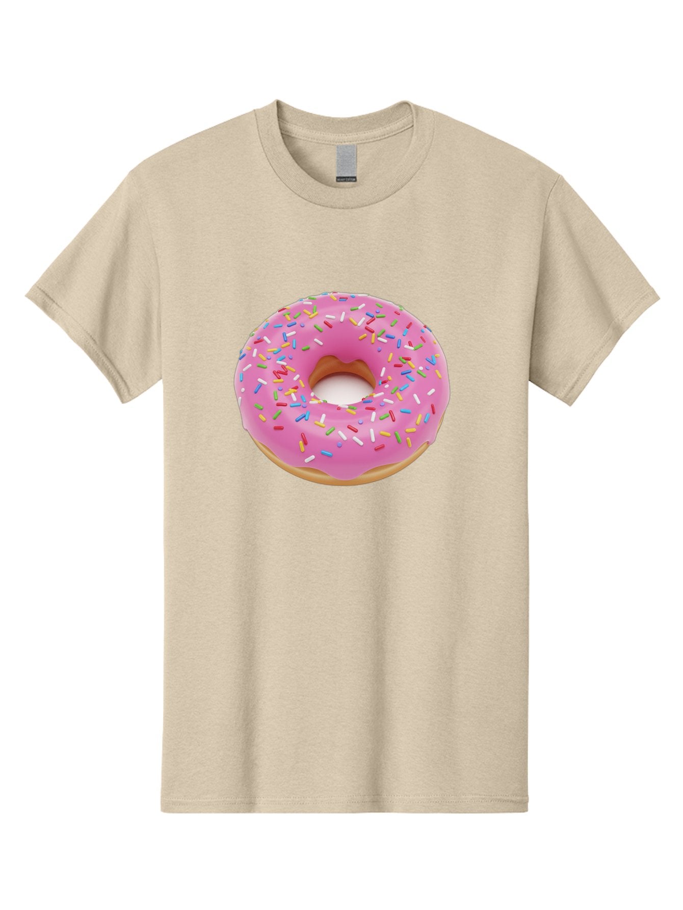 Pink-Donut-With-Sprinkles Men'S Graphic Tee, 100% Cotton, Comfortable Casual Summer Wear, Machine Washable, Pink Frosted Donut, Colorful Sprinkles, Sweet Treats, Baked Goods, Dessert, Tasty, Doughnut, Sprinkles, Sweet Tooth, Colorful Dessert Bab161 5