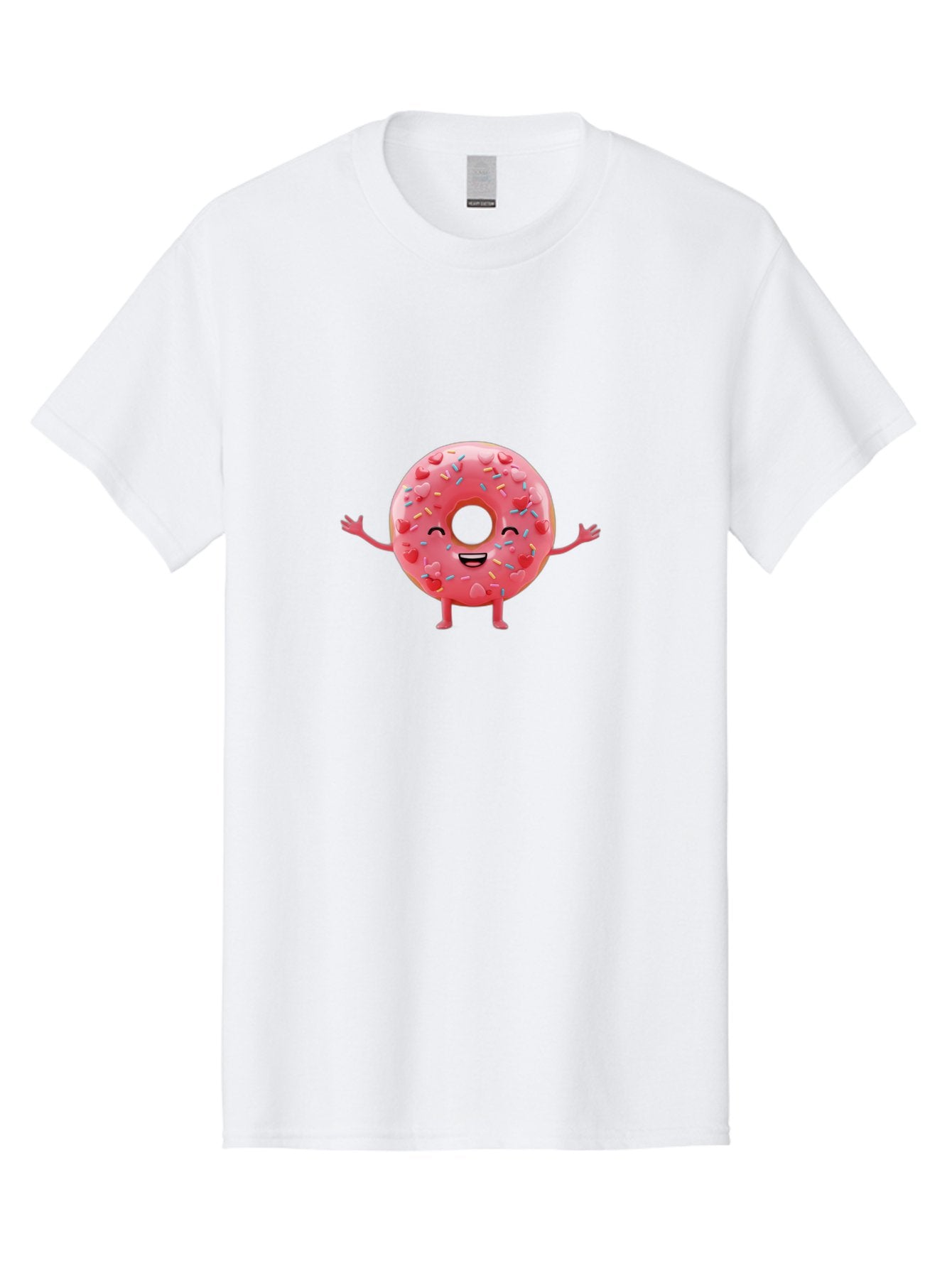 Pink-Donut Men'S Graphic Tee, 100% Cotton, Comfortable Casual Summer Wear, Machine Washable, Happy Donut, Pink Frosting, Colorful Sprinkles, Cheerful Character, Cartoon Donut, Smiling Face, Donut With Arms Bab162 6