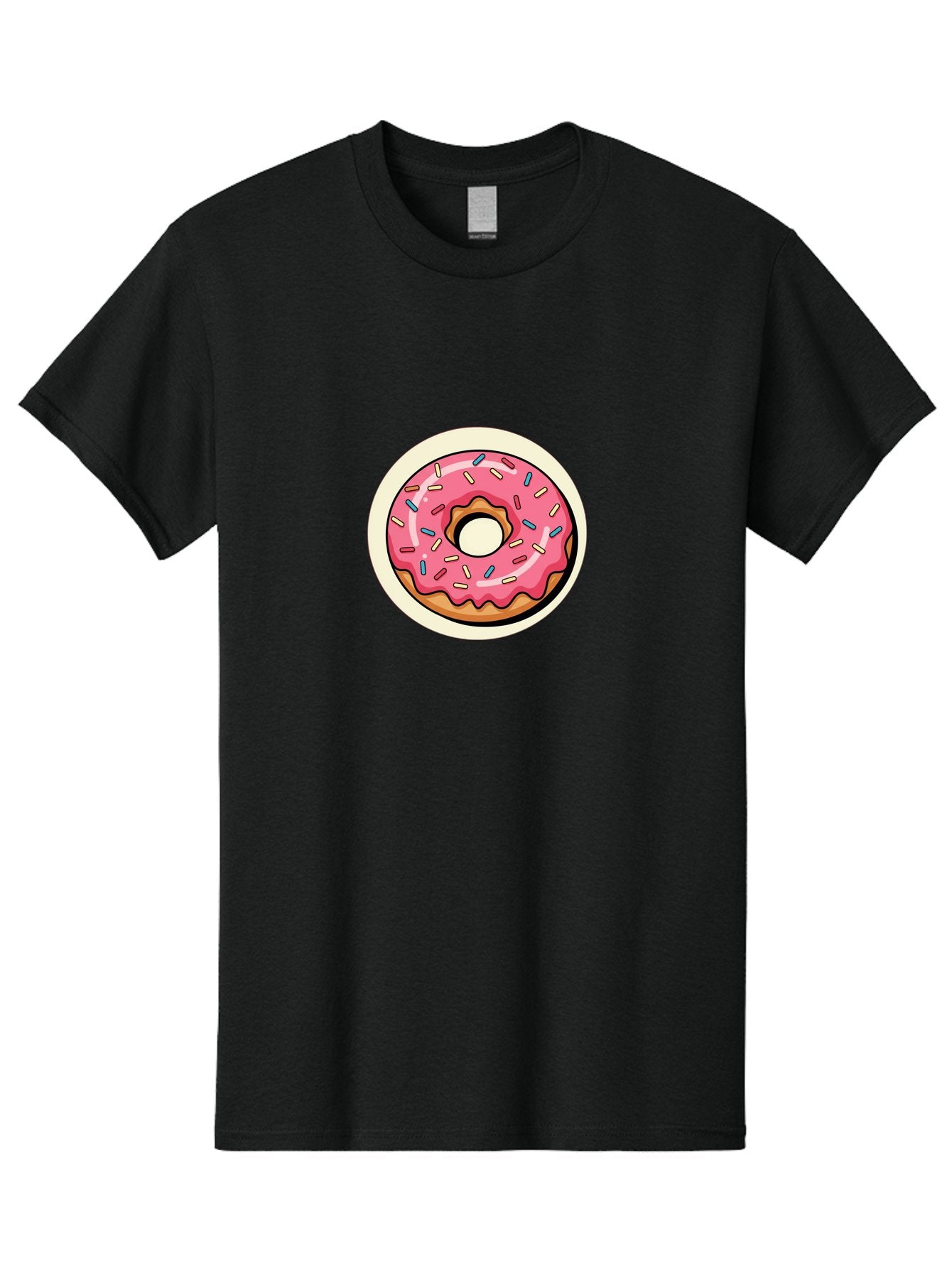 Pink-Frosted-Donut-1 Men'S Graphic Tee, 100% Cotton, Comfortable Casual Summer Wear, Machine Washable, Donut With Pink Frosting, Sprinkles On Donut, Sweet Treats, Dessert Ideas, Colorful Donut, Baking Inspiration, Tasty Pastry, Glazed Donut Bab164 4