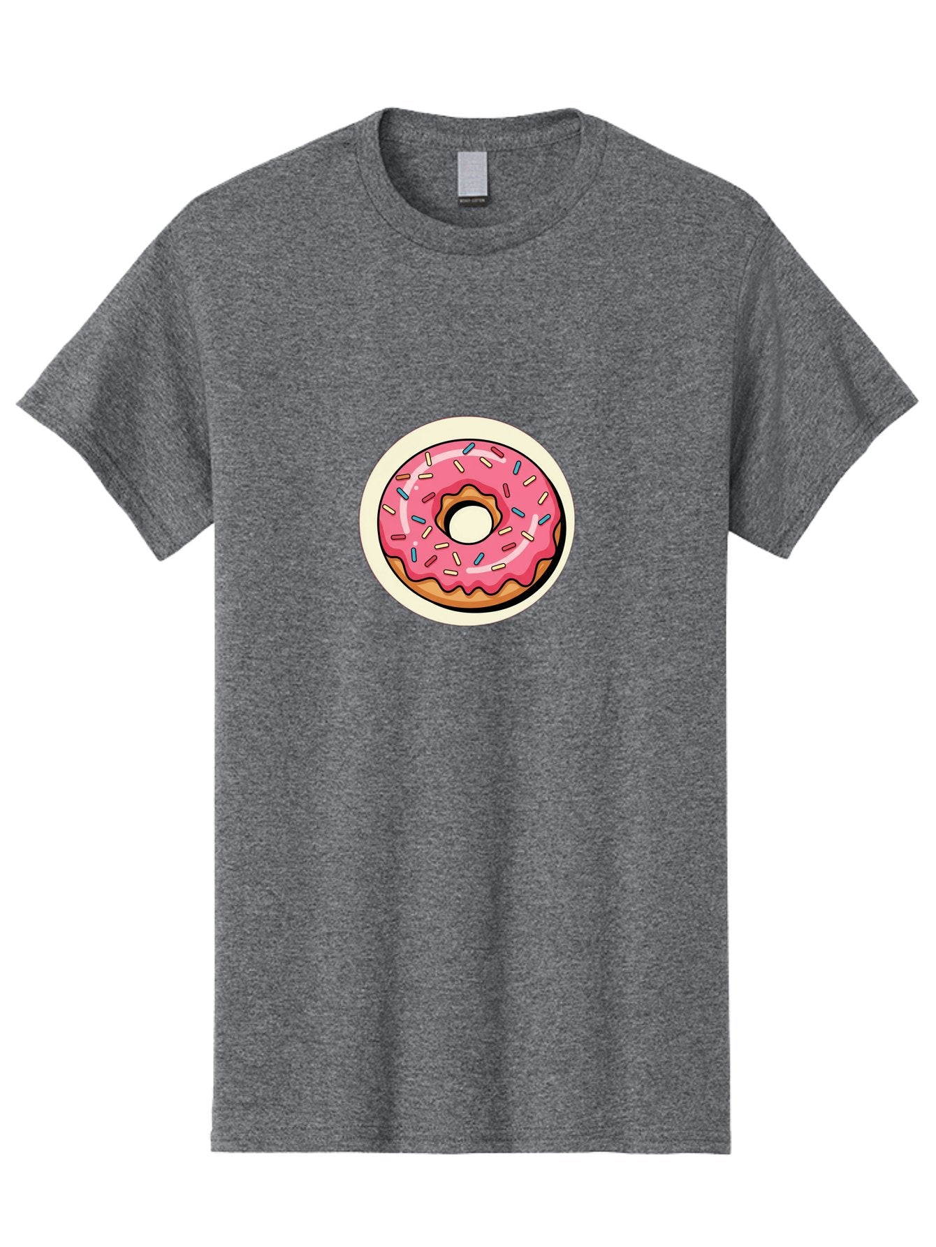 Pink-Frosted-Donut-1 Men'S Graphic Tee, 100% Cotton, Comfortable Casual Summer Wear, Machine Washable, Donut With Pink Frosting, Sprinkles On Donut, Sweet Treats, Dessert Ideas, Colorful Donut, Baking Inspiration, Tasty Pastry, Glazed Donut Bab164