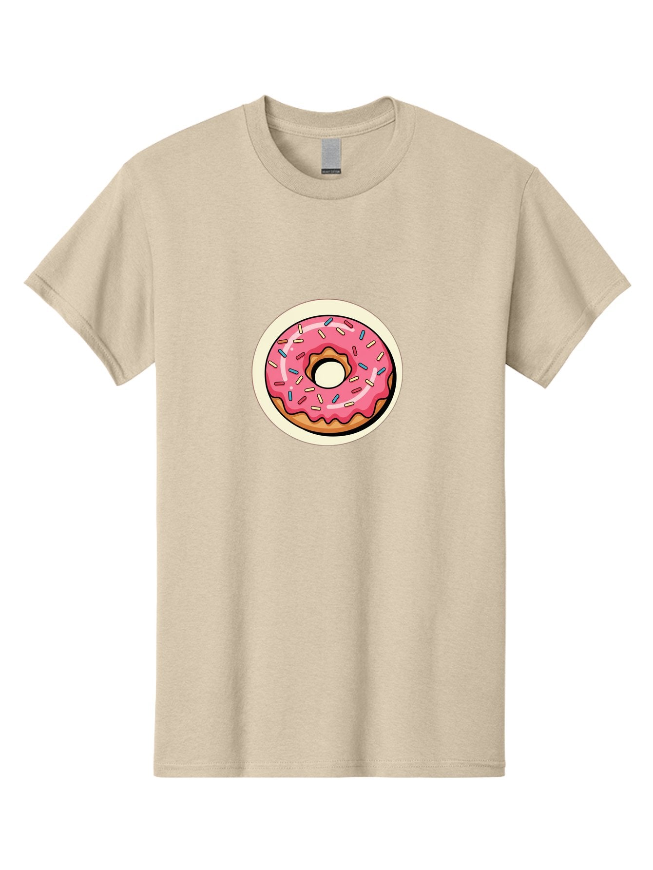 Pink-Frosted-Donut-1 Men'S Graphic Tee, 100% Cotton, Comfortable Casual Summer Wear, Machine Washable, Donut With Pink Frosting, Sprinkles On Donut, Sweet Treats, Dessert Ideas, Colorful Donut, Baking Inspiration, Tasty Pastry, Glazed Donut Bab164 3