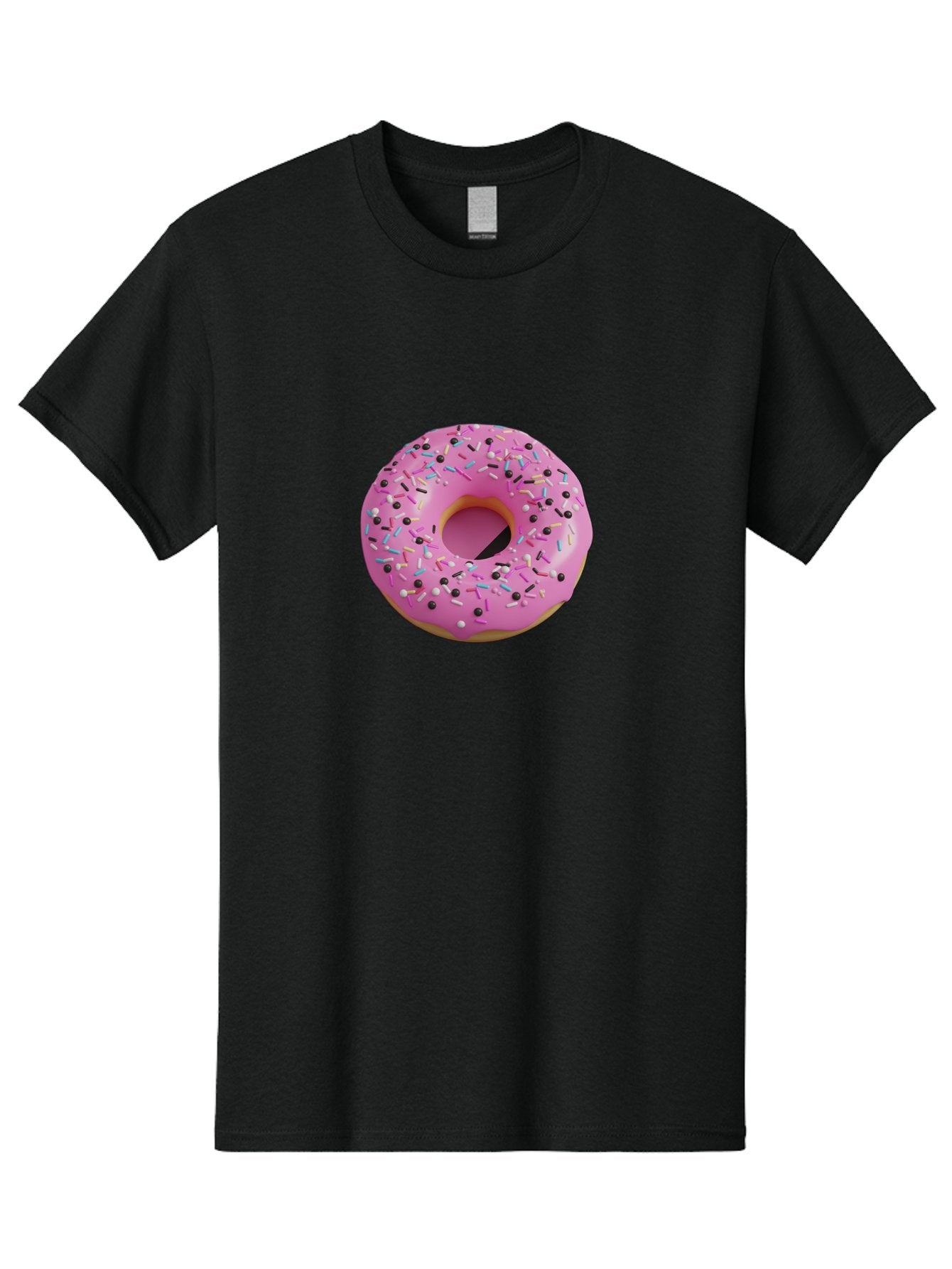 Pink-Frosted-Donut Men'S Graphic Tee, 100% Cotton, Comfortable Casual Summer Wear, Machine Washable, Pink Frosted Donut, Sprinkles, Colorful Toppings, Donut Treat, Sweet Delight, Baked Goods, Pastel Colors, Sprinkle Donut, Frosted Dessert Bab165 4