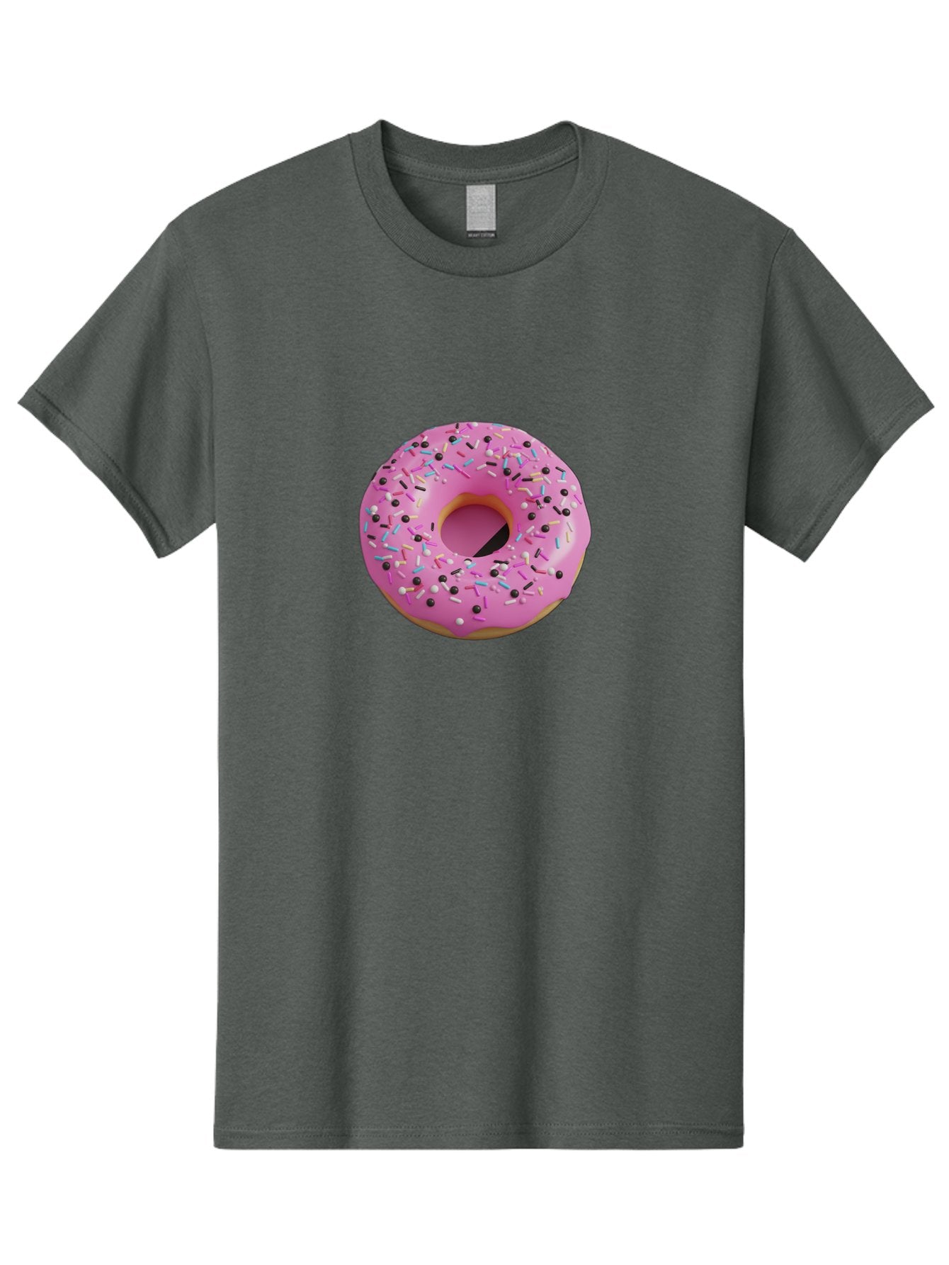 Pink-Frosted-Donut Men'S Graphic Tee, 100% Cotton, Comfortable Casual Summer Wear, Machine Washable, Pink Frosted Donut, Sprinkles, Colorful Toppings, Donut Treat, Sweet Delight, Baked Goods, Pastel Colors, Sprinkle Donut, Frosted Dessert Bab165 3