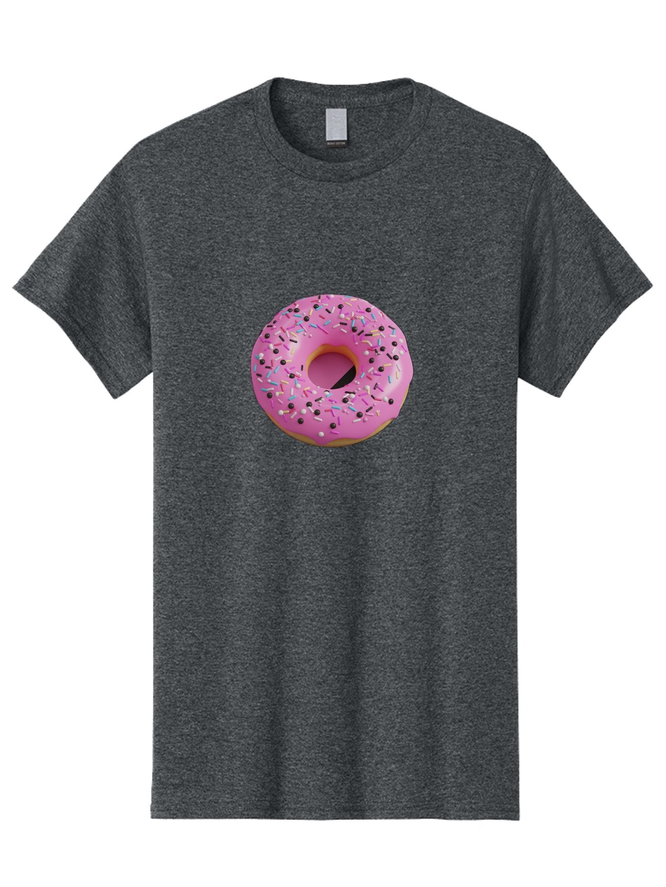 Pink-Frosted-Donut Men'S Graphic Tee, 100% Cotton, Comfortable Casual Summer Wear, Machine Washable, Pink Frosted Donut, Sprinkles, Colorful Toppings, Donut Treat, Sweet Delight, Baked Goods, Pastel Colors, Sprinkle Donut, Frosted Dessert Bab165 15