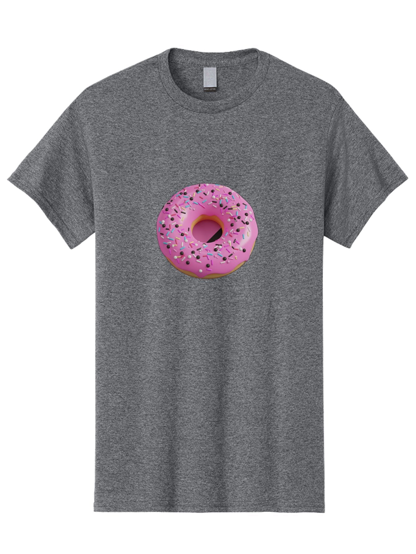 Pink-Frosted-Donut Men'S Graphic Tee, 100% Cotton, Comfortable Casual Summer Wear, Machine Washable, Pink Frosted Donut, Sprinkles, Colorful Toppings, Donut Treat, Sweet Delight, Baked Goods, Pastel Colors, Sprinkle Donut, Frosted Dessert Bab165 11