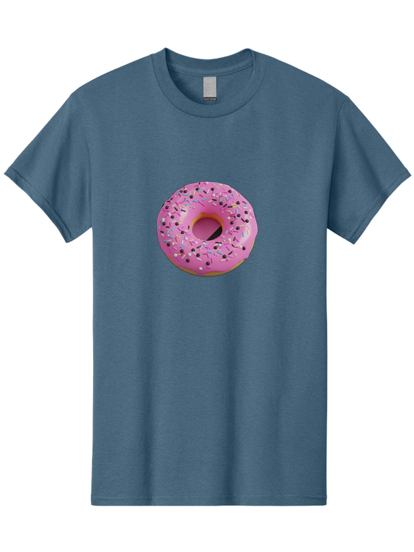 Pink-Frosted-Donut Men'S Graphic Tee, 100% Cotton, Comfortable Casual Summer Wear, Machine Washable, Pink Frosted Donut, Sprinkles, Colorful Toppings, Donut Treat, Sweet Delight, Baked Goods, Pastel Colors, Sprinkle Donut, Frosted Dessert Bab165 12