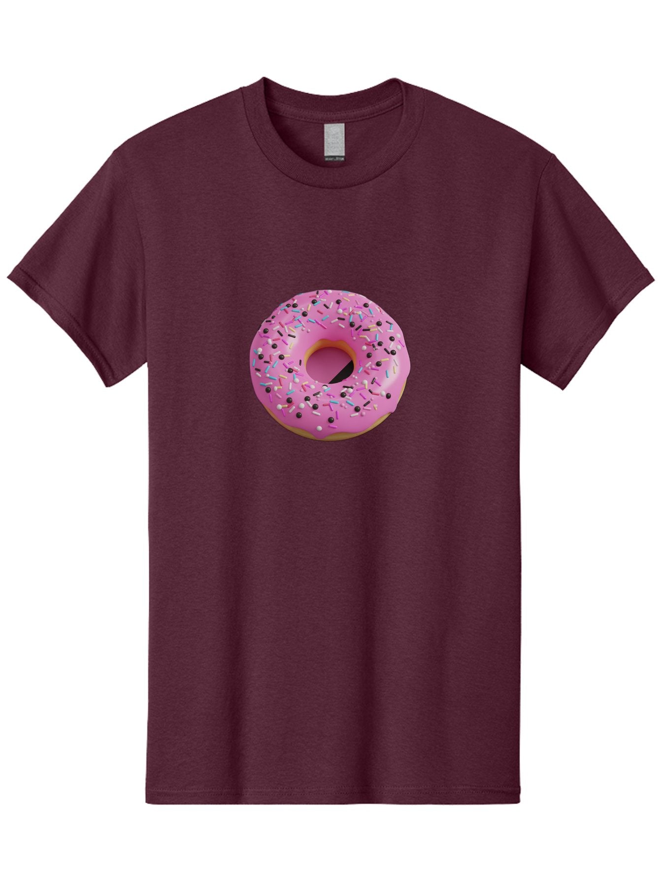 Pink-Frosted-Donut Men'S Graphic Tee, 100% Cotton, Comfortable Casual Summer Wear, Machine Washable, Pink Frosted Donut, Sprinkles, Colorful Toppings, Donut Treat, Sweet Delight, Baked Goods, Pastel Colors, Sprinkle Donut, Frosted Dessert Bab165