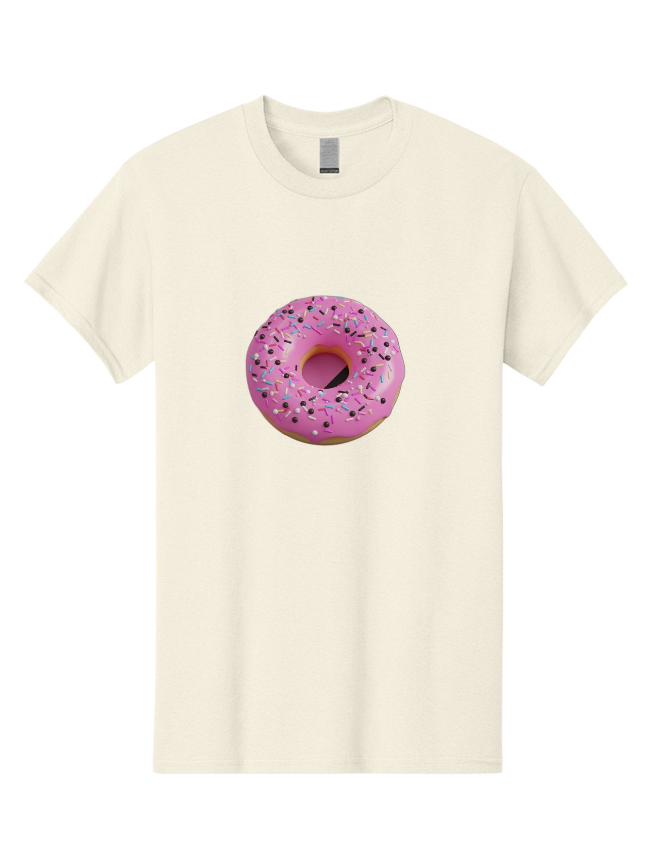 Pink-Frosted-Donut Men'S Graphic Tee, 100% Cotton, Comfortable Casual Summer Wear, Machine Washable, Pink Frosted Donut, Sprinkles, Colorful Toppings, Donut Treat, Sweet Delight, Baked Goods, Pastel Colors, Sprinkle Donut, Frosted Dessert Bab165