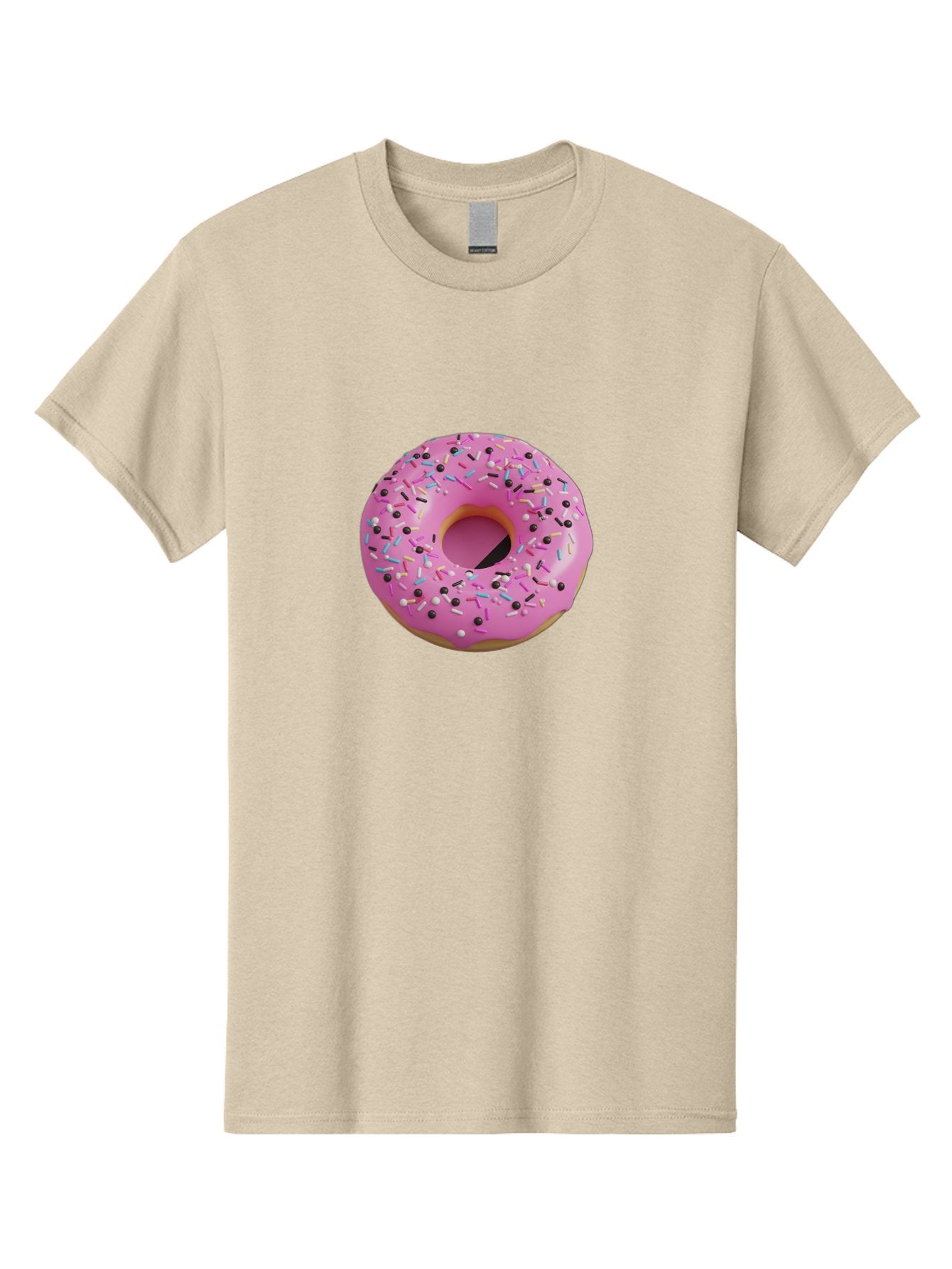 Pink-Frosted-Donut Men'S Graphic Tee, 100% Cotton, Comfortable Casual Summer Wear, Machine Washable, Pink Frosted Donut, Sprinkles, Colorful Toppings, Donut Treat, Sweet Delight, Baked Goods, Pastel Colors, Sprinkle Donut, Frosted Dessert Bab165 5