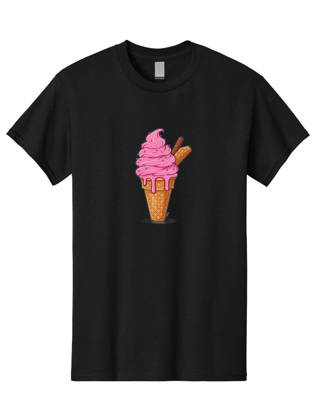 Pink-Ice-Cream-1 Men'S Graphic Tee, 100% Cotton, Comfortable Casual Summer Wear, Machine Washable, Pink Ice Cream Cone, Melting Ice Cream, Waffle Cone, Sprinkles, Wafer Sticks, Sweet Treats, Dessert, Ice Cream Lover, Cartoon Style, Tasty, Bab168 27